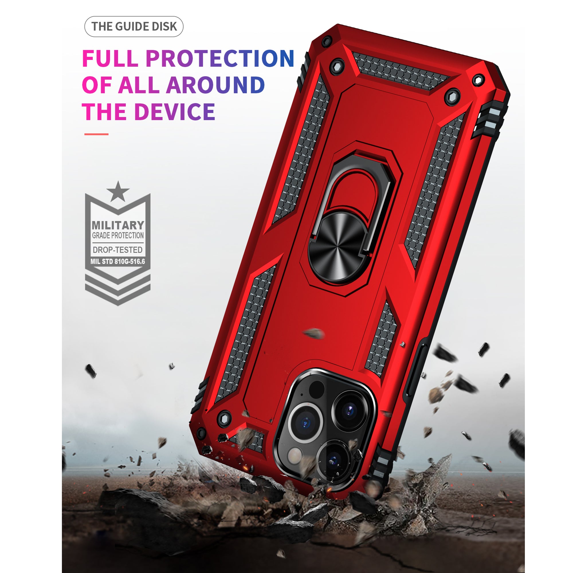 iPhone 13Pro Max Dual Colors Ring Magnetic GPS car mount Phone Holder Case