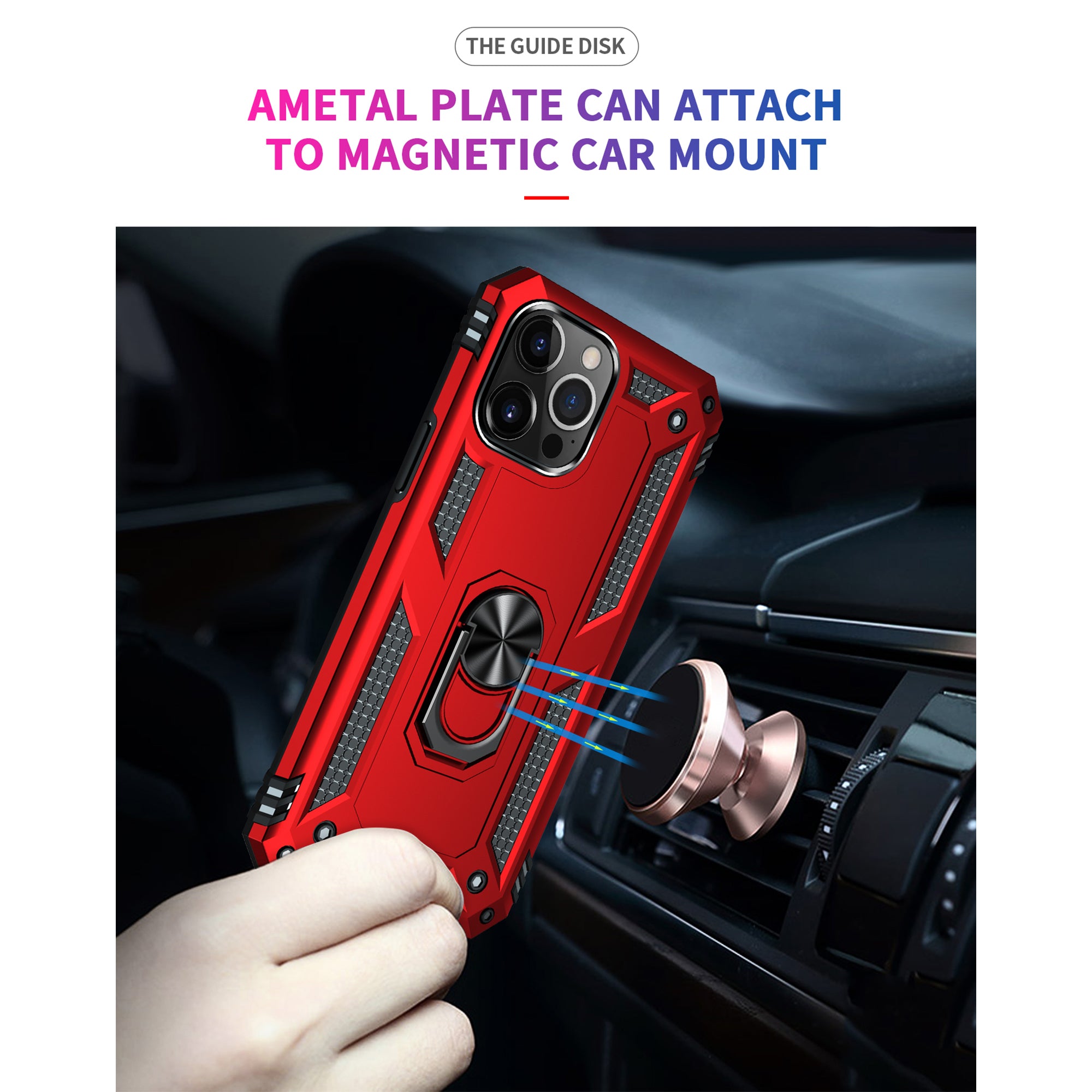 Dual Colors Ring Magnetic GPS car mount Phone Holder Case for iPhone 13 Pro