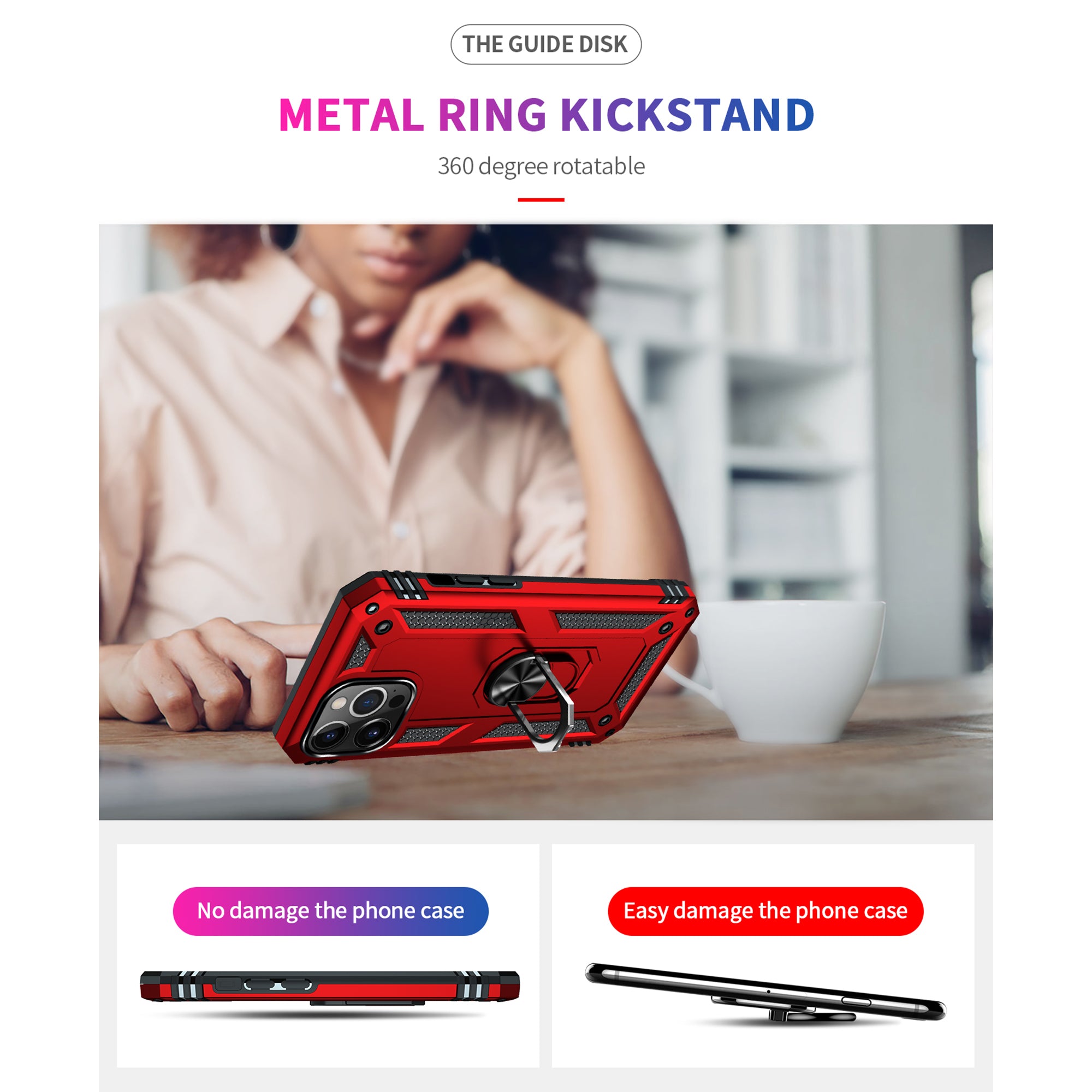 Dual Colors Ring Magnetic GPS car mount Phone Holder Case for iPhone 13 Pro
