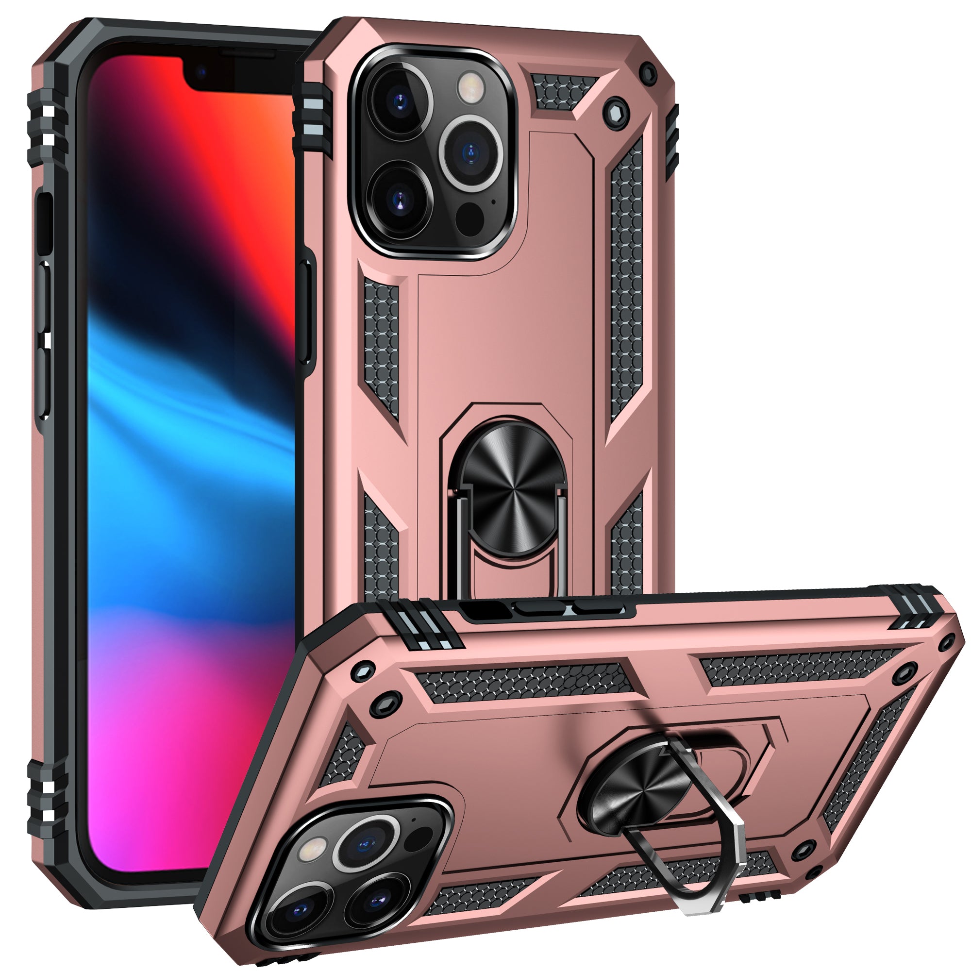 Dual Colors Ring Magnetic GPS car mount Phone Holder Case for iPhone 13 Pro