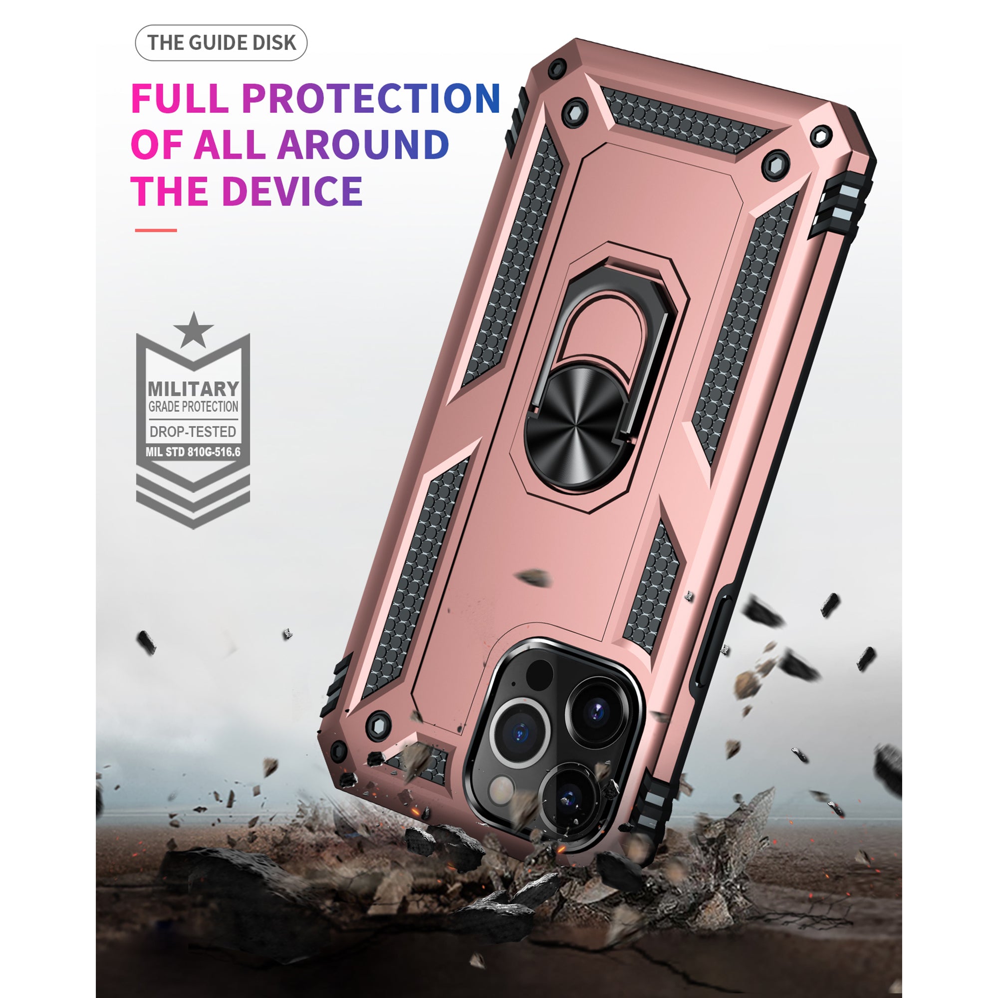 iPhone 13Pro Max Dual Colors Ring Magnetic GPS car mount Phone Holder Case