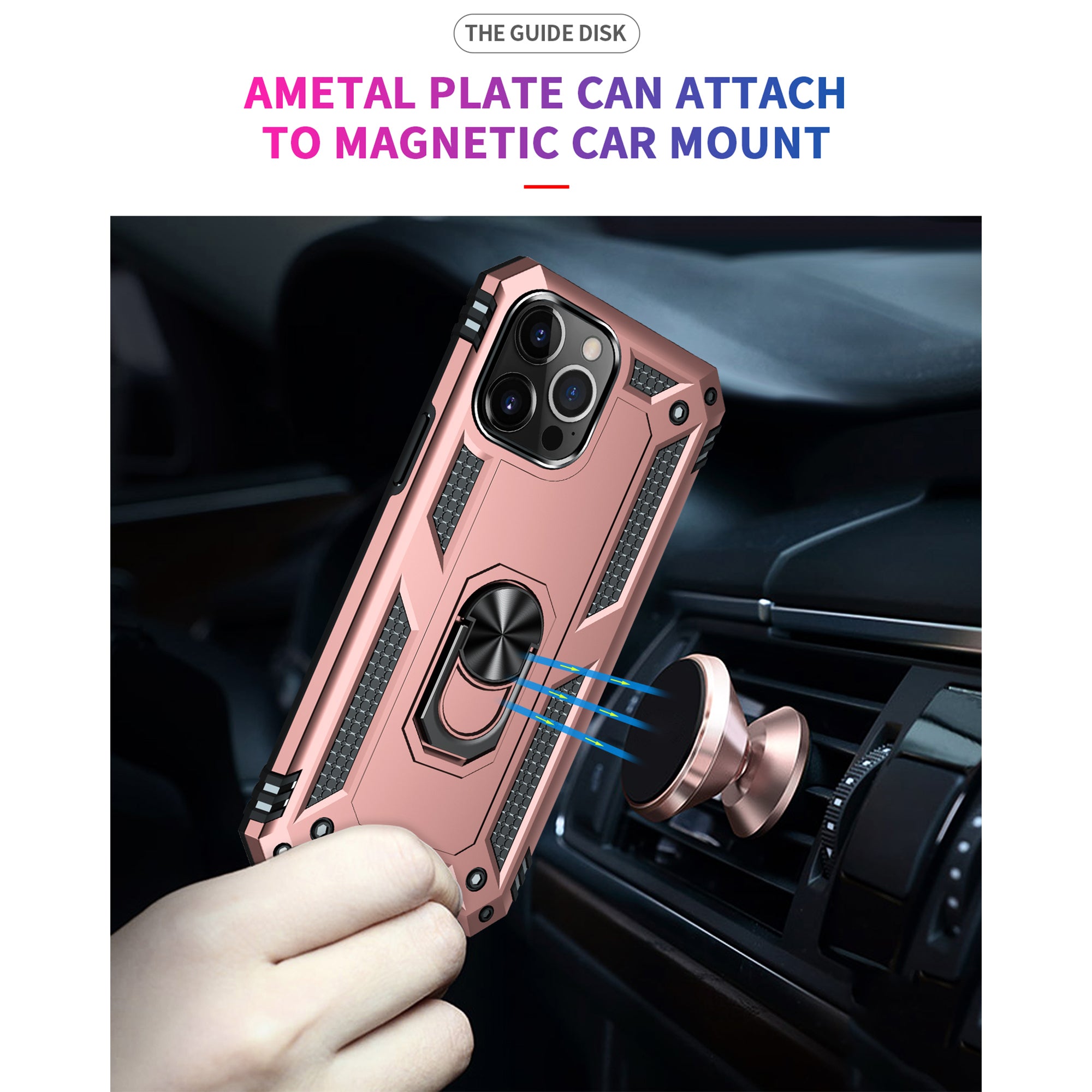 Dual Colors Ring Magnetic GPS car mount Phone Holder Case for iPhone 13 Pro