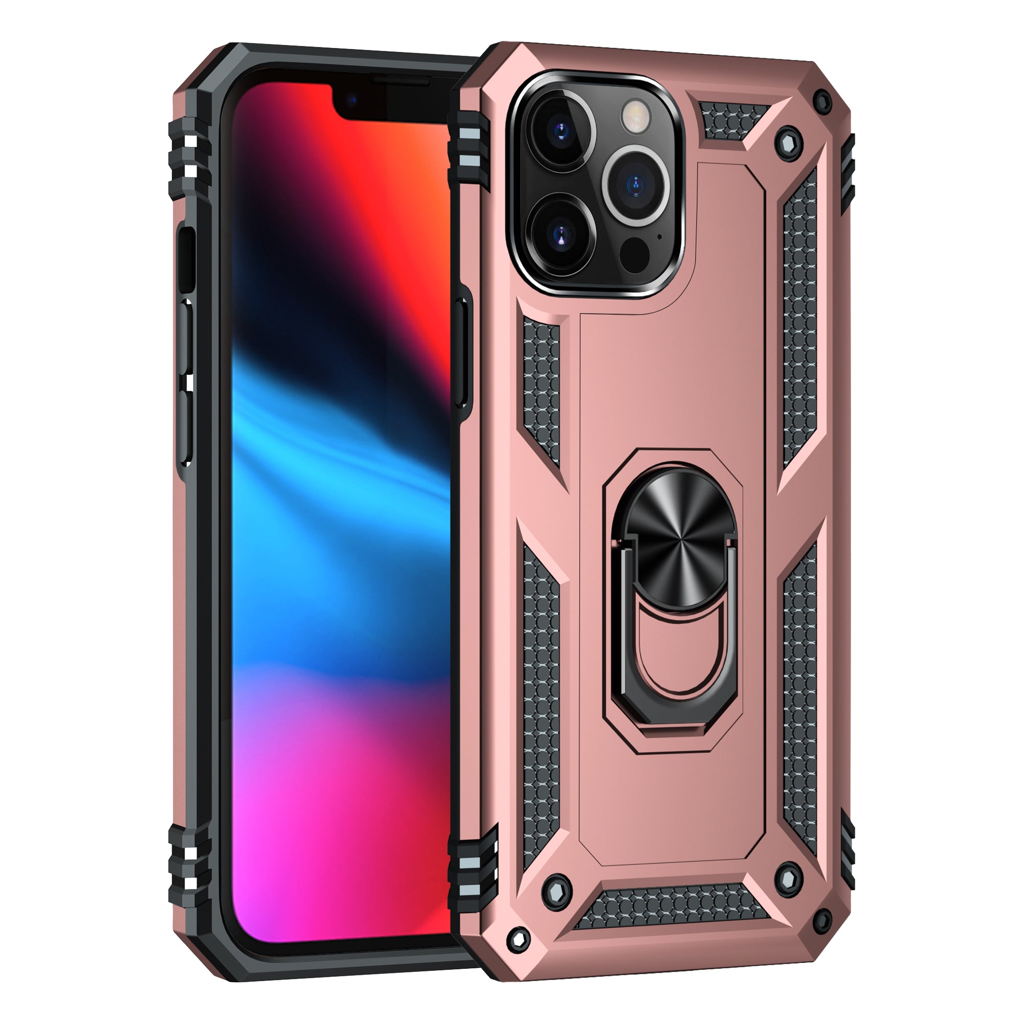 iPhone 13Pro Max Dual Colors Ring Magnetic GPS car mount Phone Holder Case