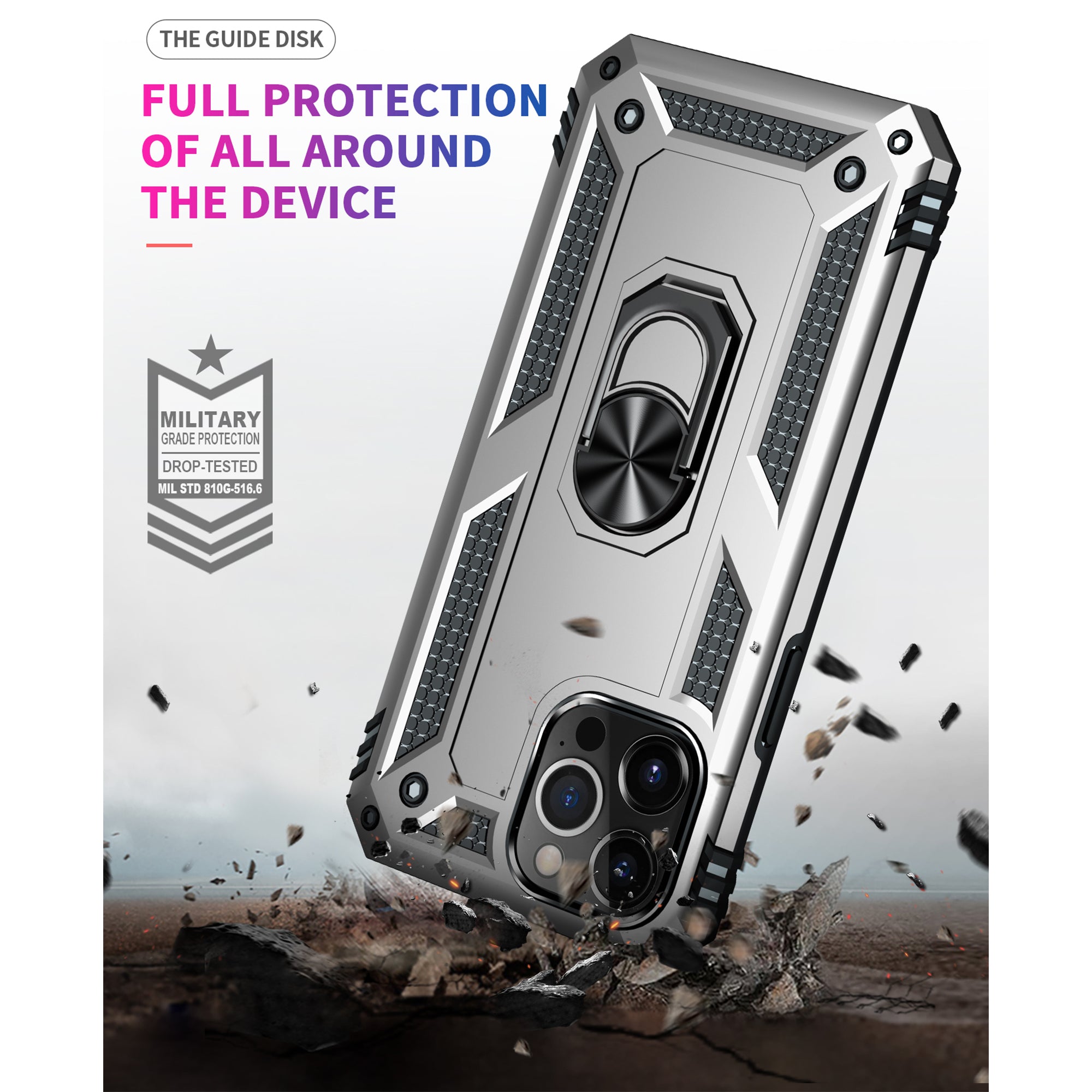 iPhone 13Pro Max Dual Colors Ring Magnetic GPS car mount Phone Holder Case