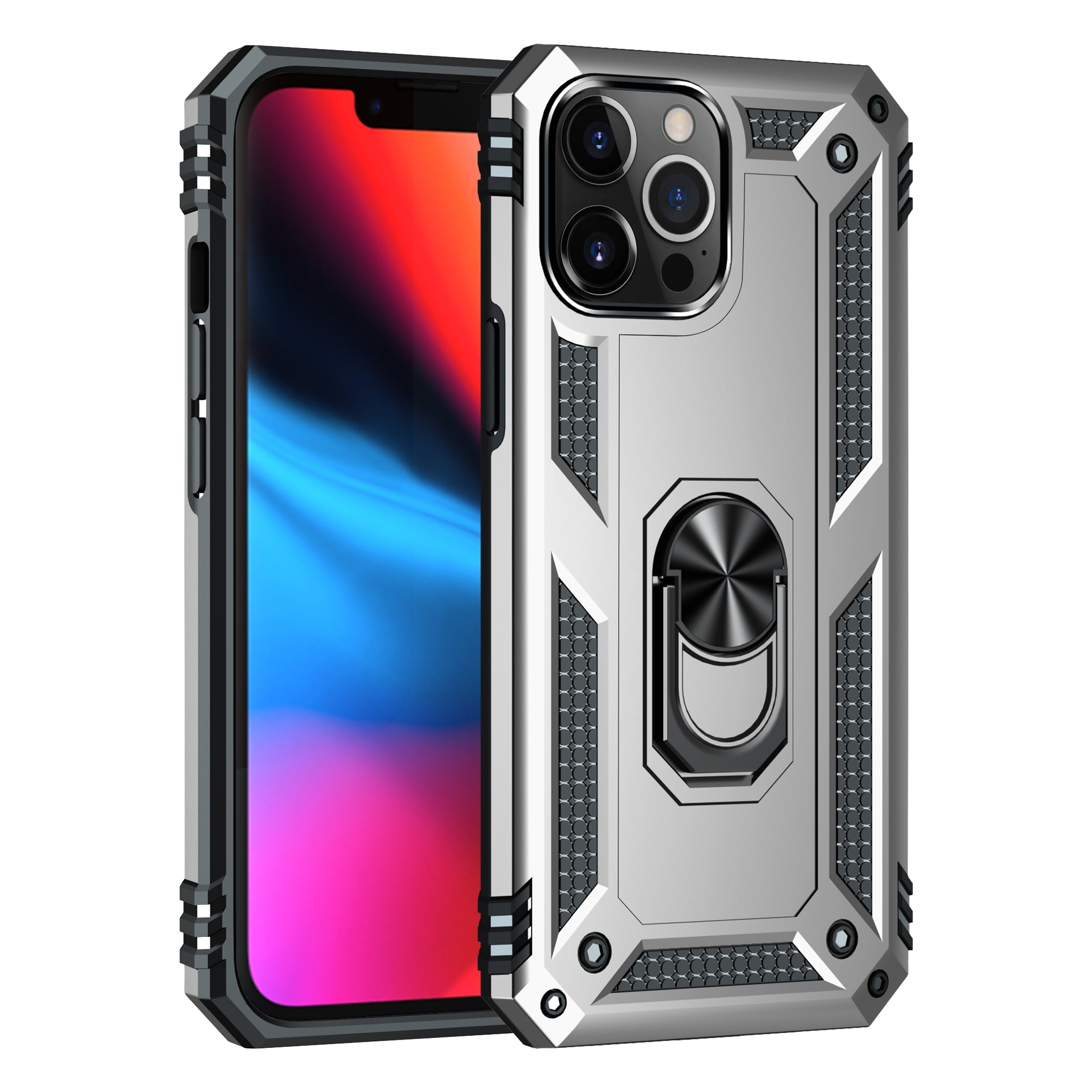 Dual Colors Ring Magnetic GPS car mount Phone Holder Case for iPhone 13 Pro