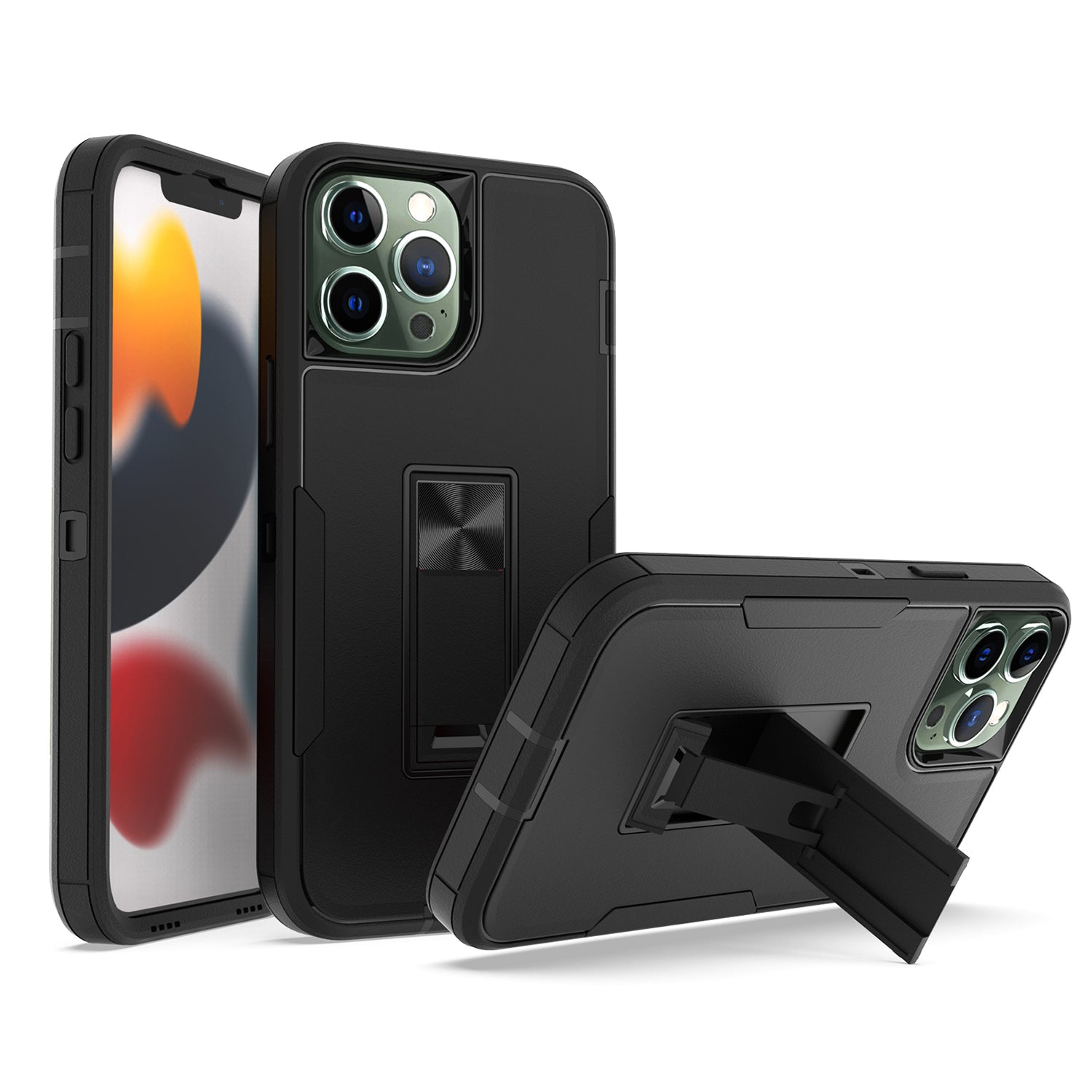iPhone  13 Pro Kickstand fully protected heavy-duty shockproof case