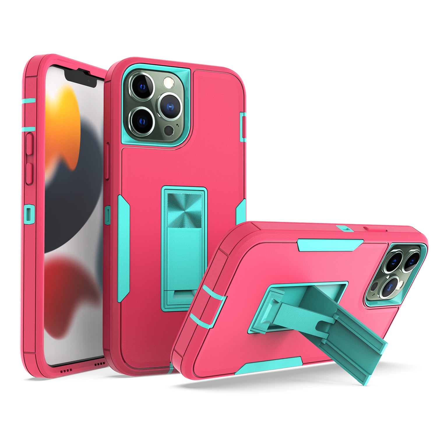 iPhone  13 Pro Kickstand fully protected heavy-duty shockproof case