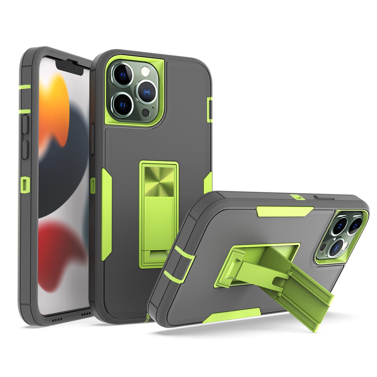 iPhone  13 Pro Kickstand fully protected heavy-duty shockproof case