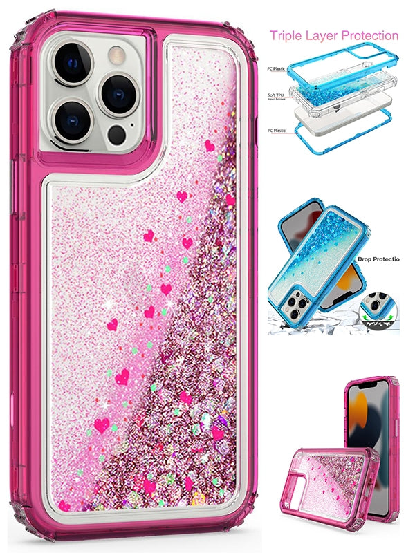 Transparent four corner anti falling quicksand protective case for iPhone 13Pro Max