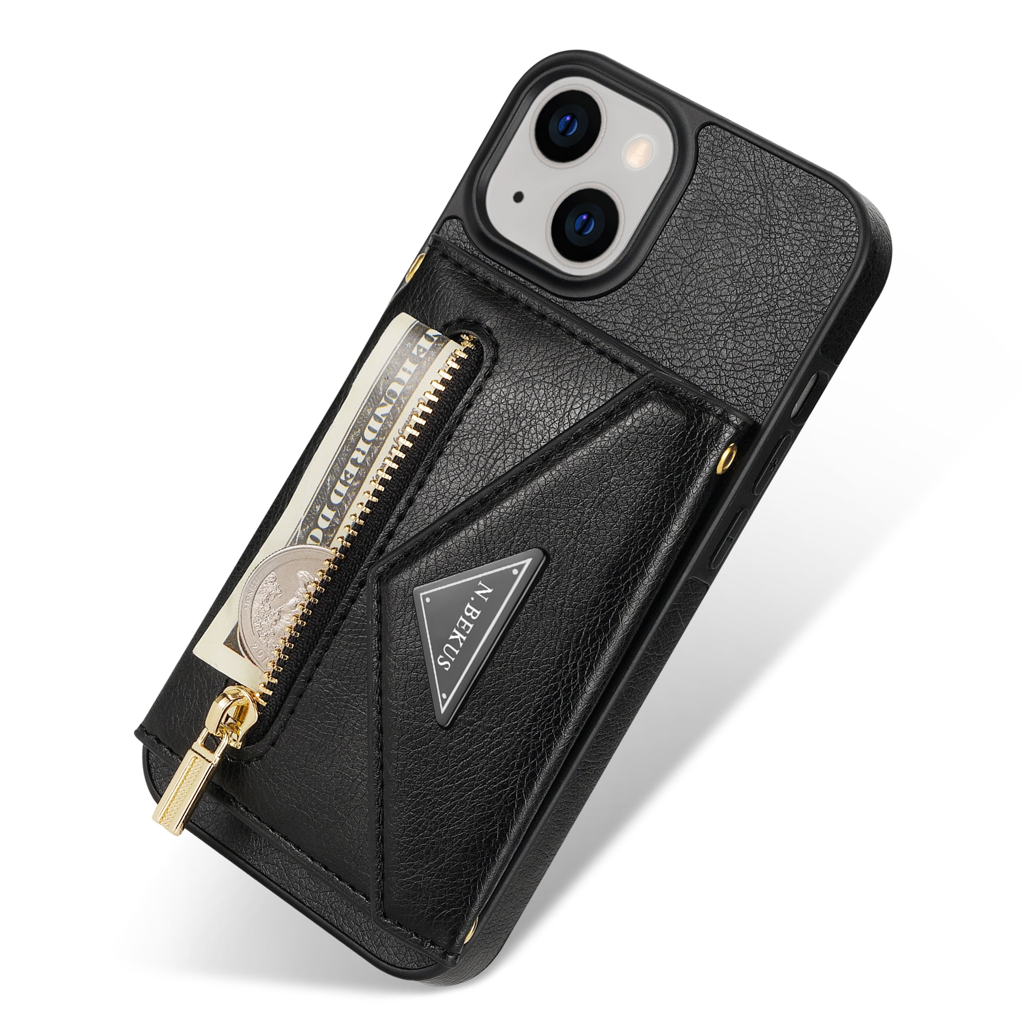 iPhone 14/13 lanyard 2 in 1 Leather card bag case card slots