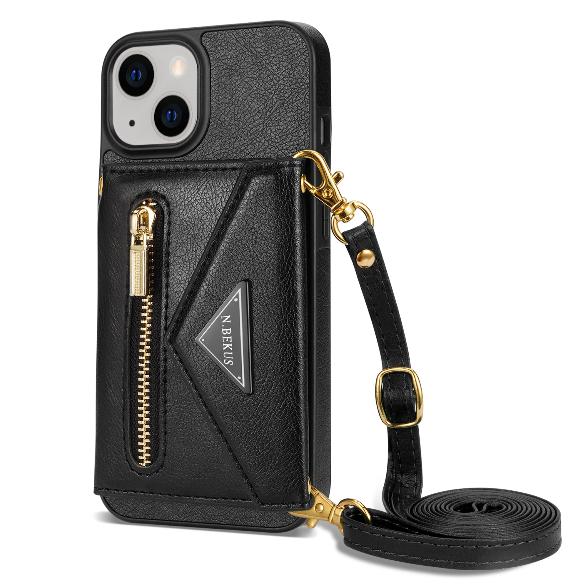 iPhone 14/13 lanyard 2 in 1 Leather card bag case card slots