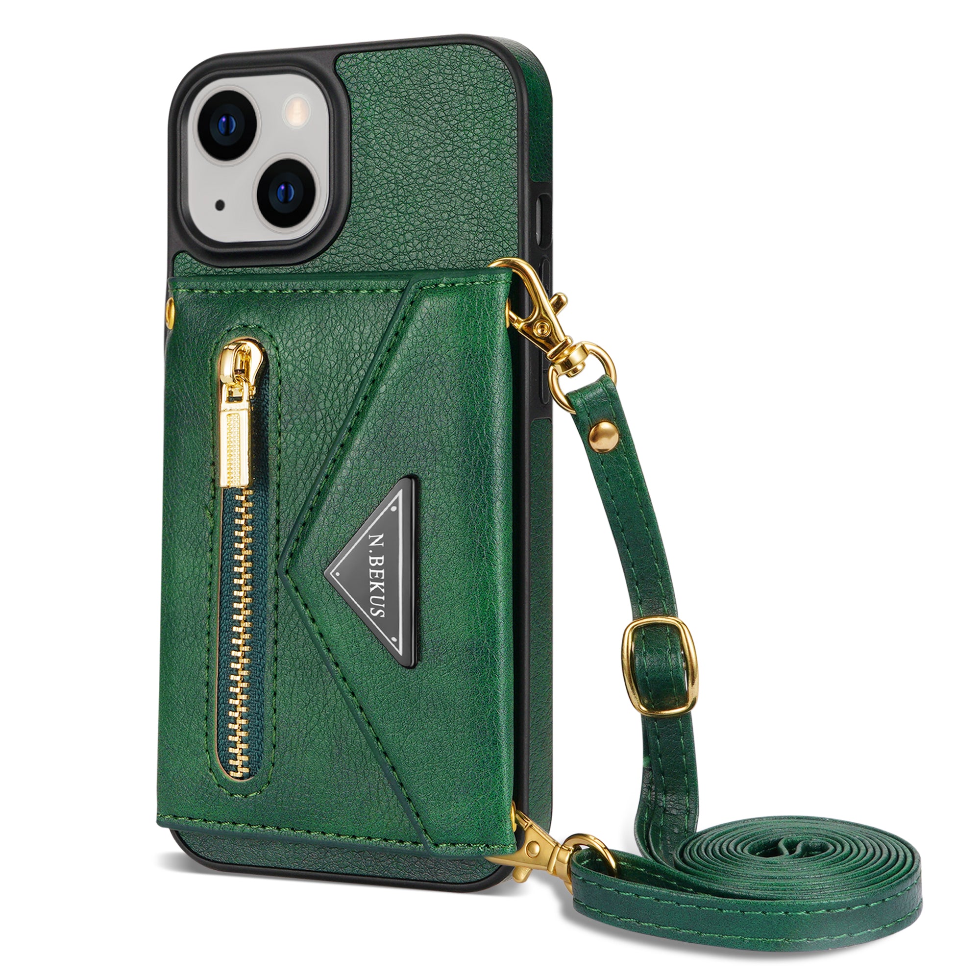 iPhone 14/13 lanyard 2 in 1 Leather card bag case card slots