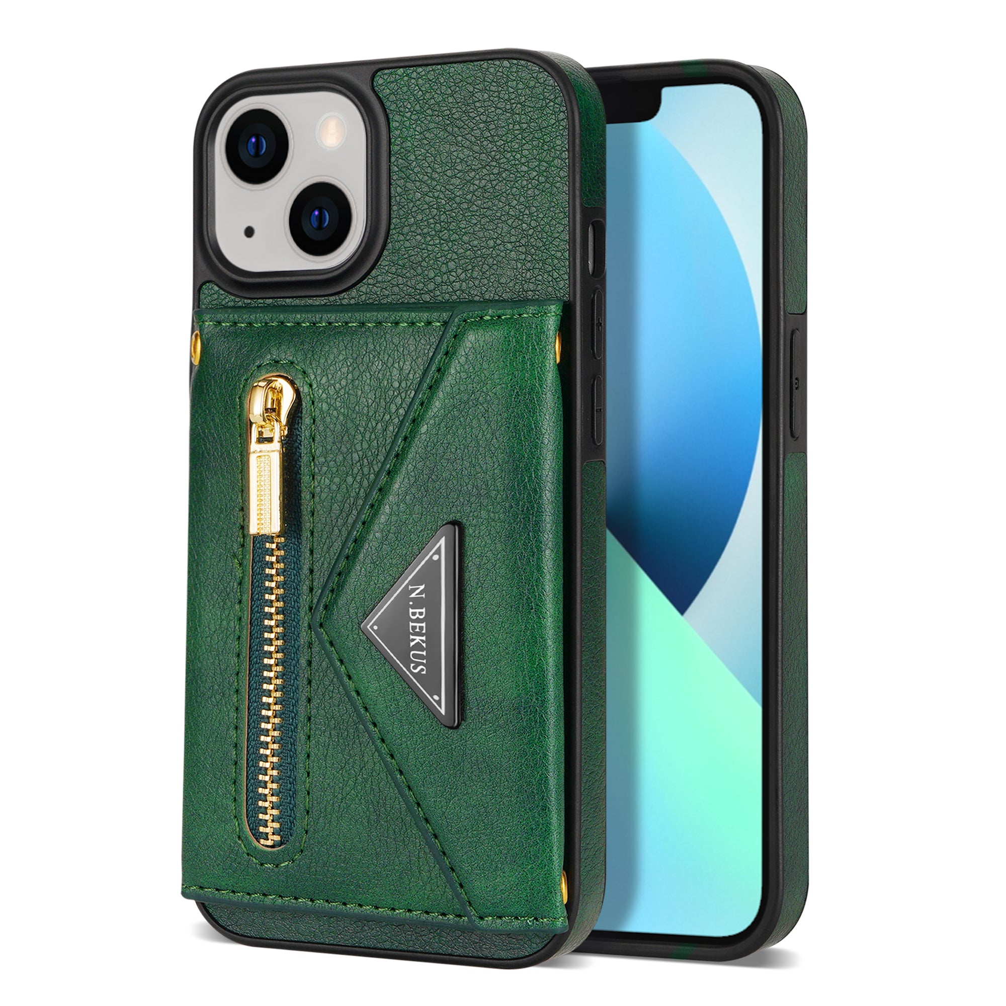 iPhone 14/13 lanyard 2 in 1 Leather card bag case card slots