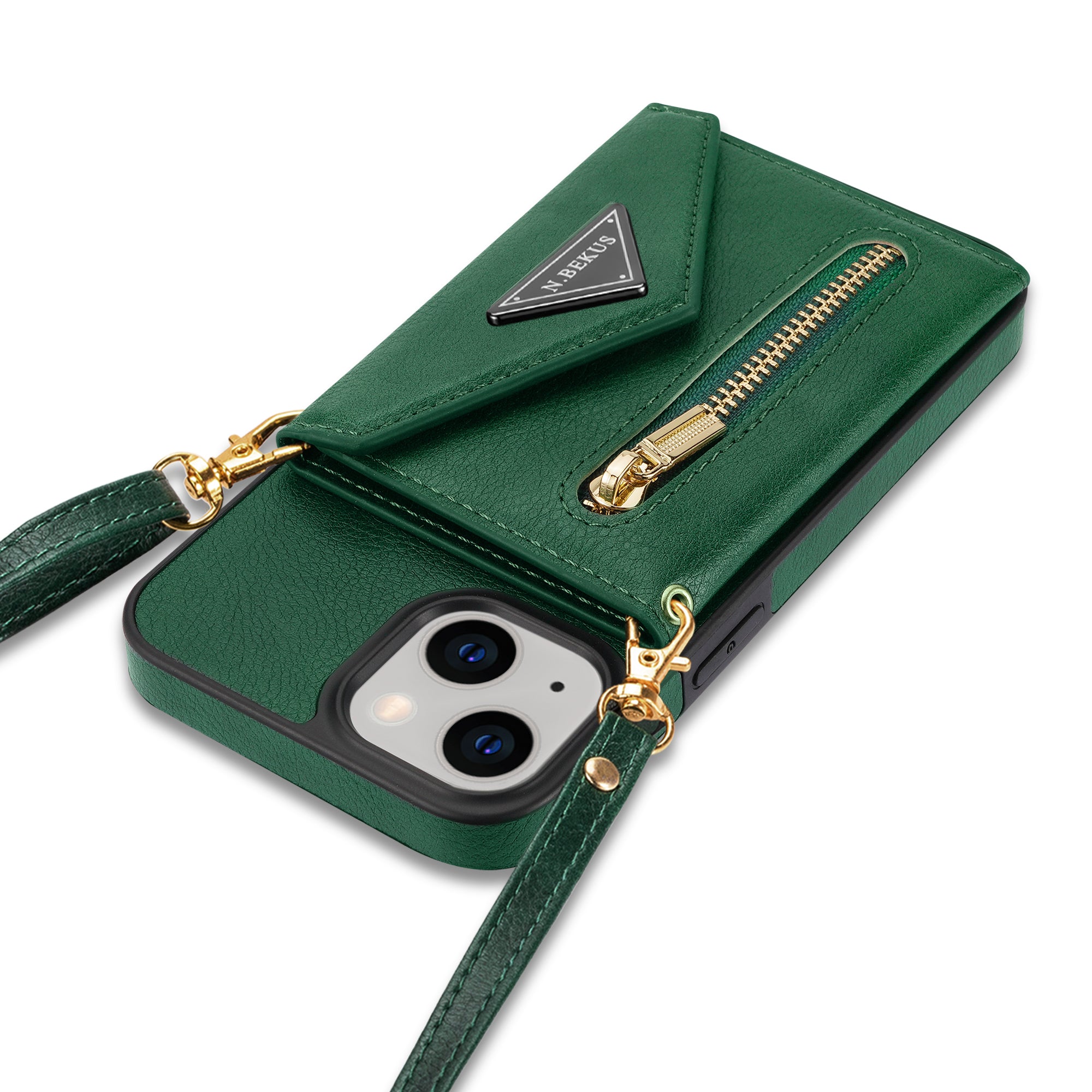 iPhone 14/13 lanyard 2 in 1 Leather card bag case card slots