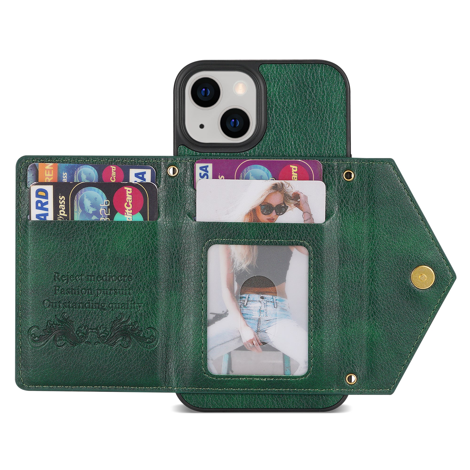iPhone 14/13 lanyard 2 in 1 Leather card bag case card slots
