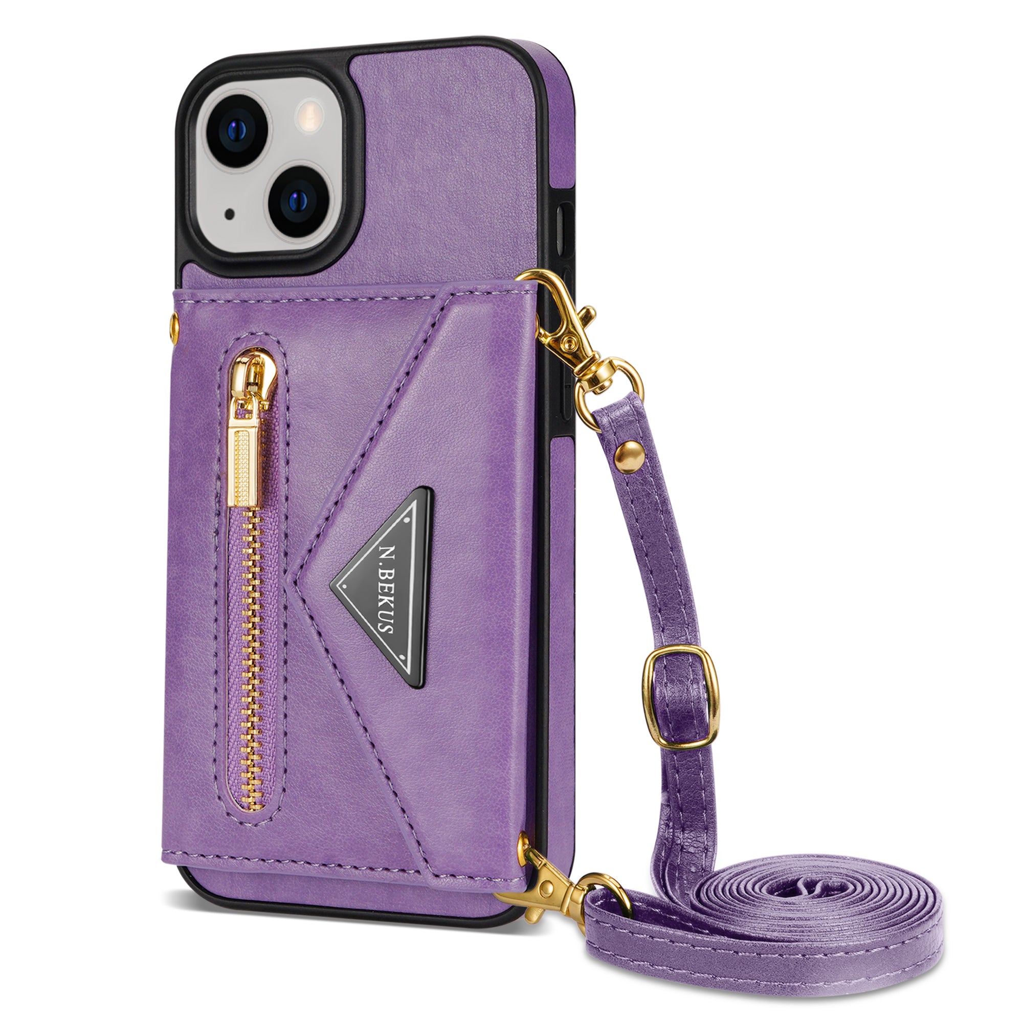 iPhone 14/13 lanyard 2 in 1 Leather card bag case card slots
