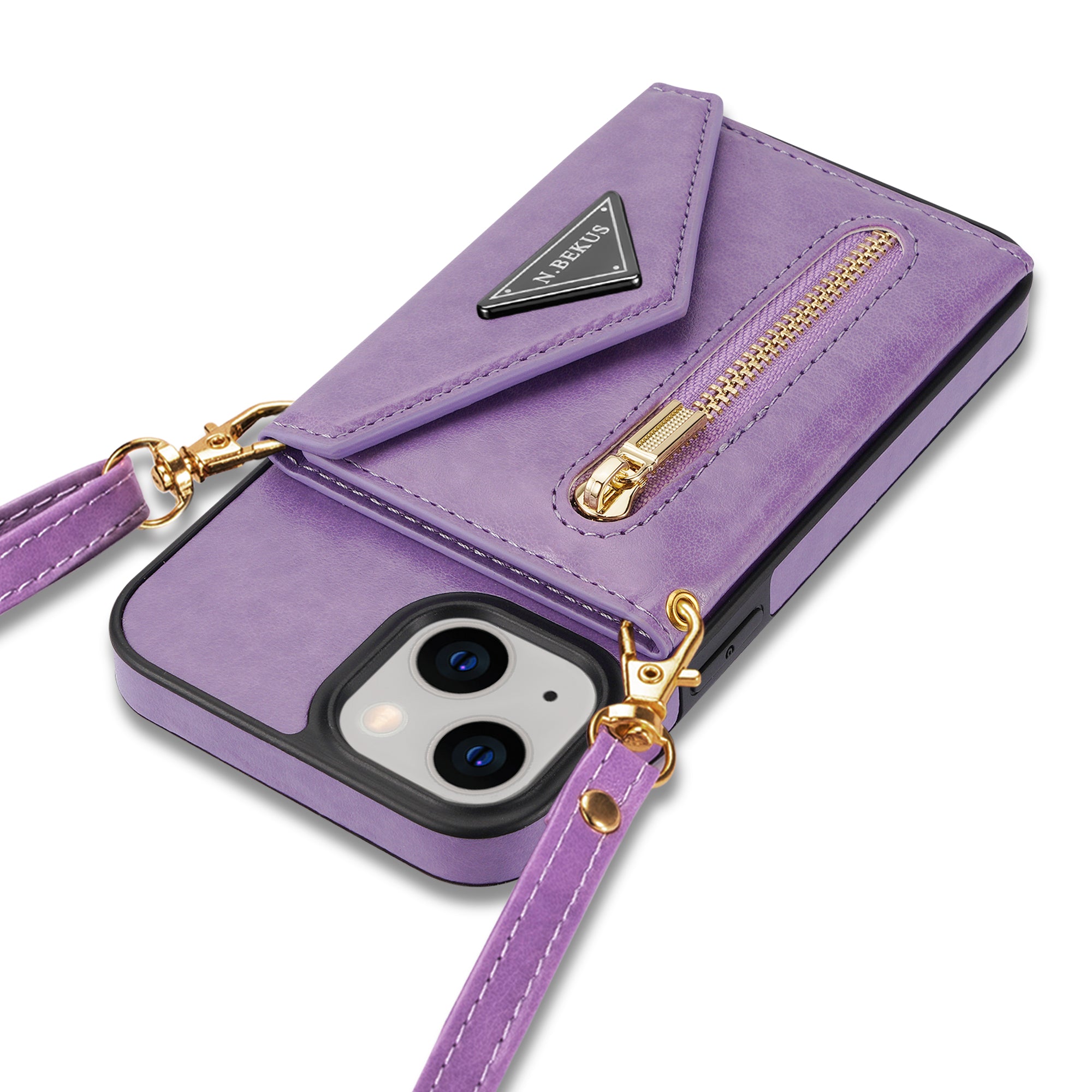 iPhone 14/13 lanyard 2 in 1 Leather card bag case card slots