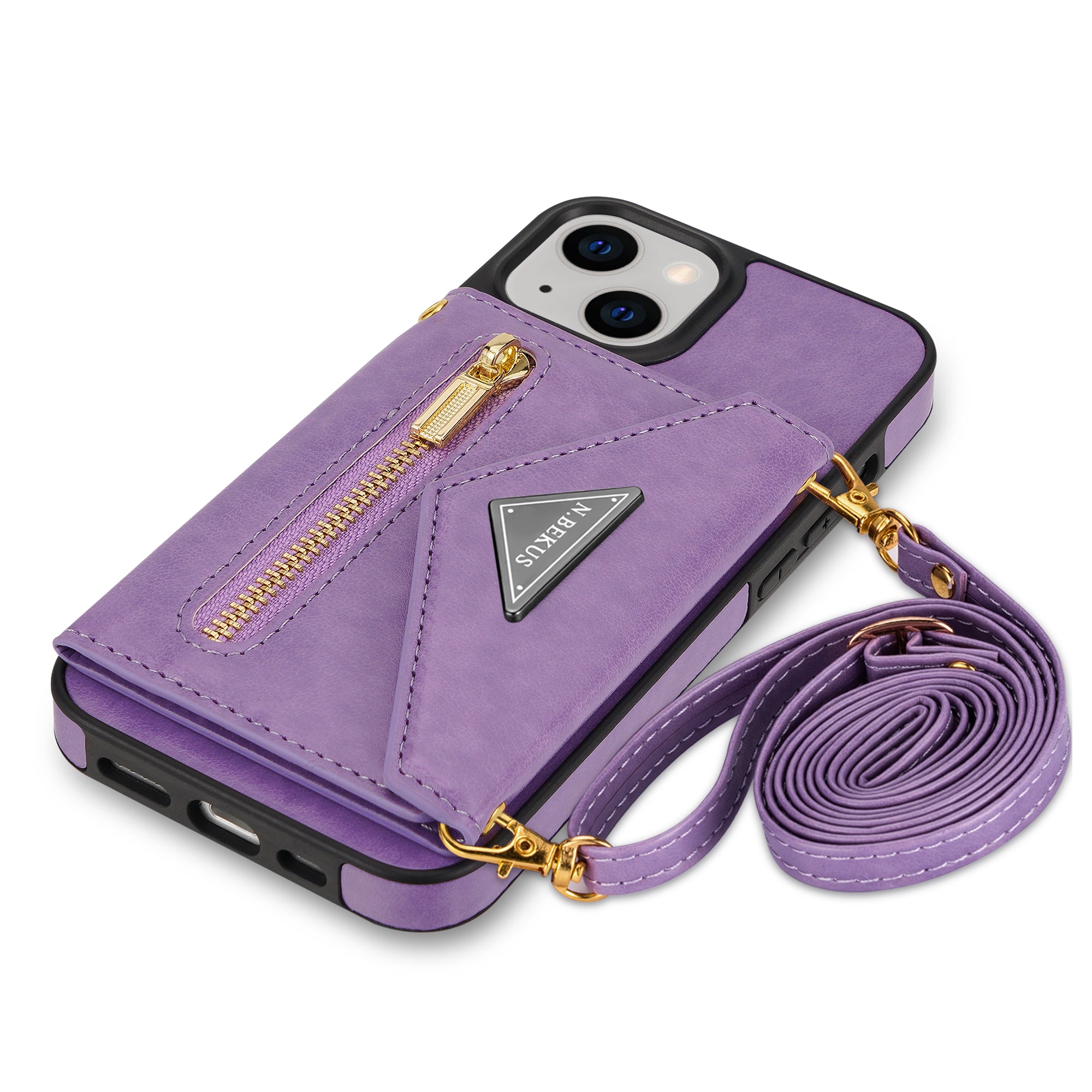 iPhone 14/13 lanyard 2 in 1 Leather card bag case card slots