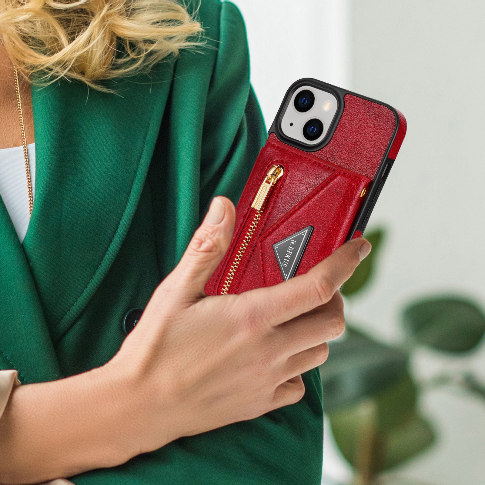 iPhone 14/13 lanyard 2 in 1 Leather card bag case card slots