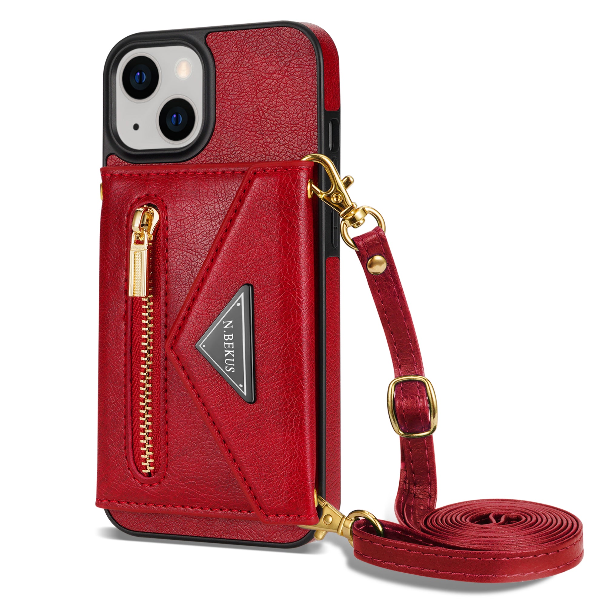 iPhone 14/13 lanyard 2 in 1 Leather card bag case card slots