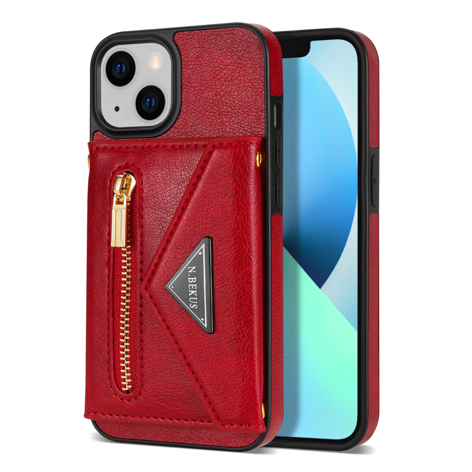 iPhone 14/13 lanyard 2 in 1 Leather card bag case card slots