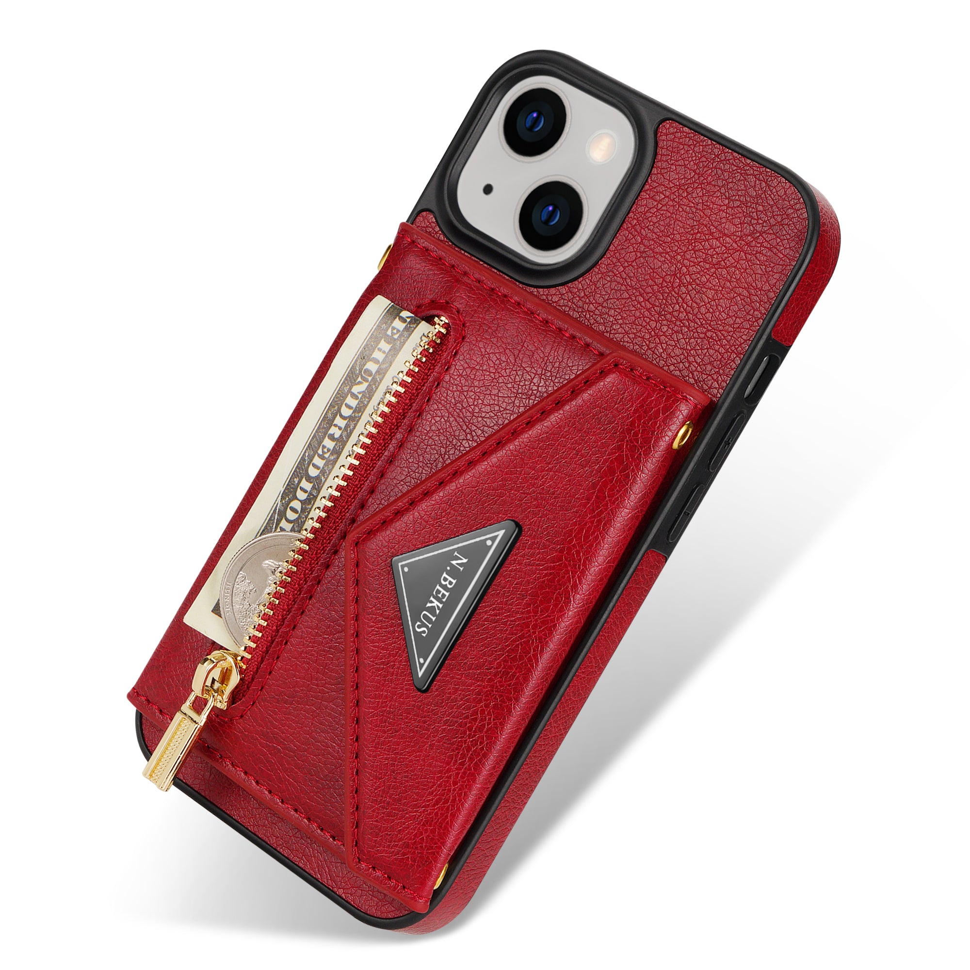 iPhone 14/13 lanyard 2 in 1 Leather card bag case card slots