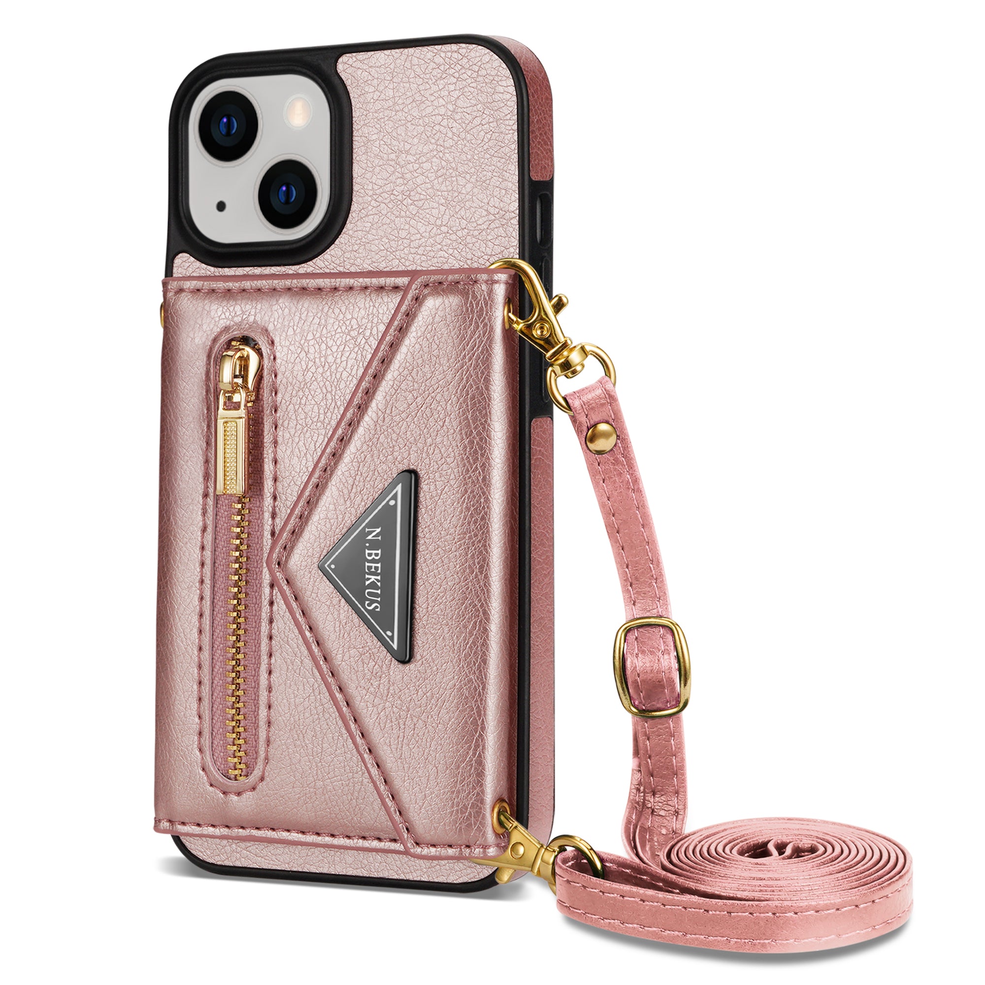 iPhone 14/13 lanyard 2 in 1 Leather card bag case card slots