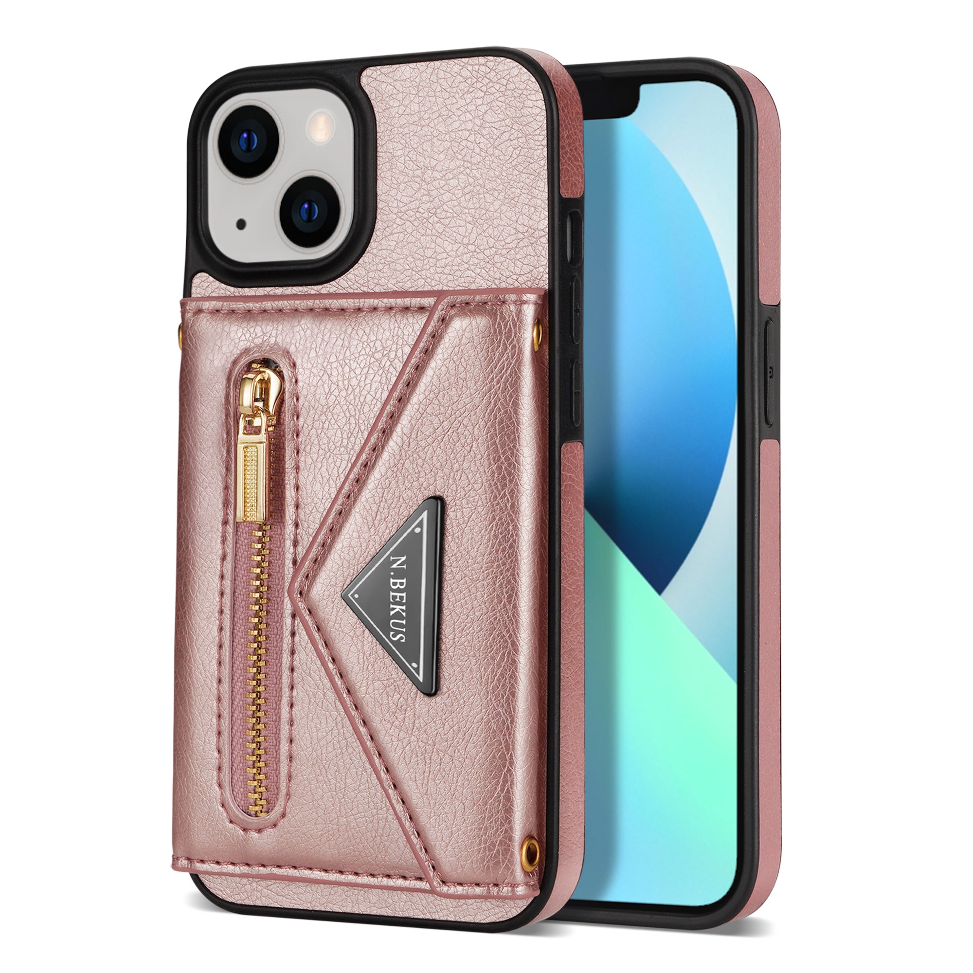 iPhone 14/13 lanyard 2 in 1 Leather card bag case card slots