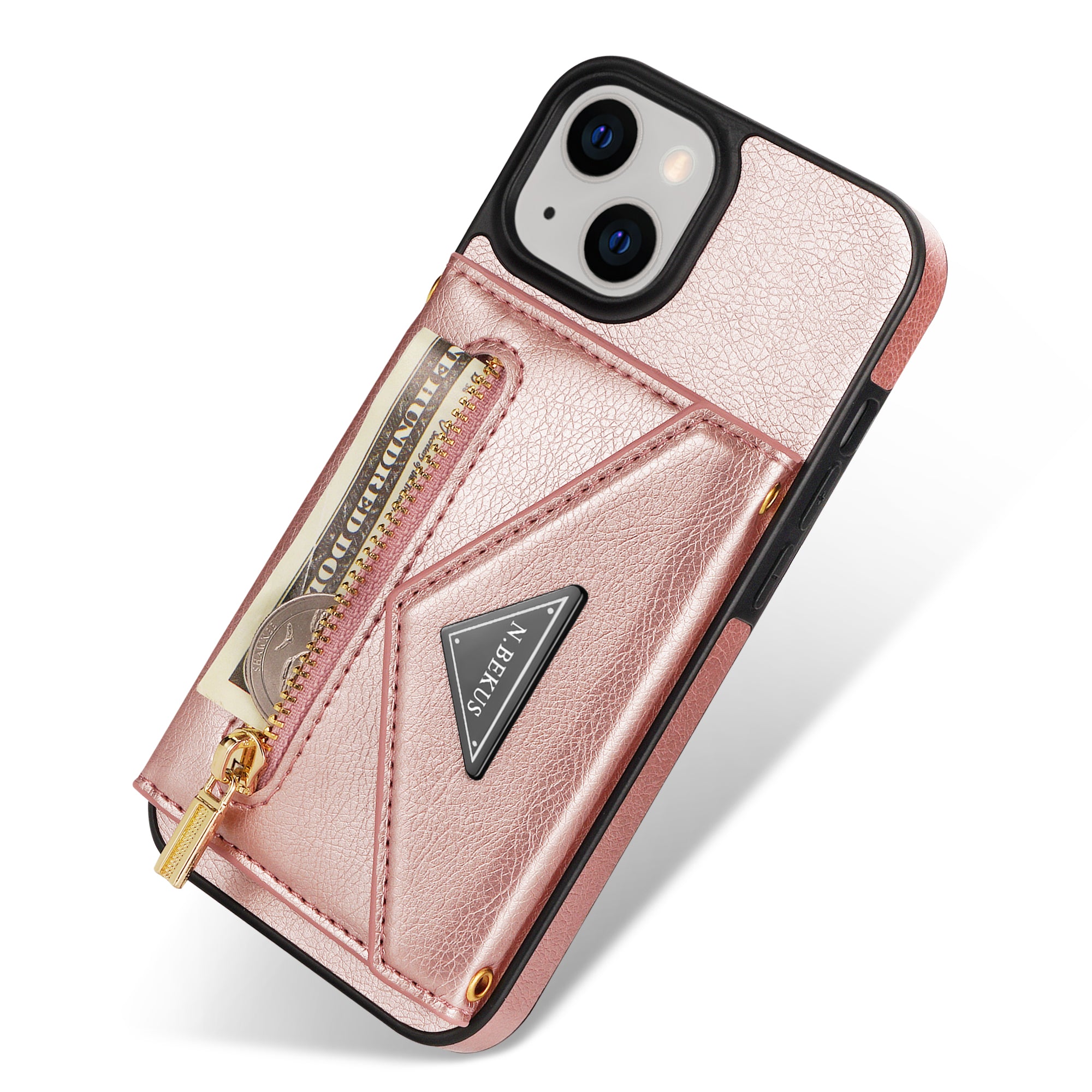 iPhone 14/13 lanyard 2 in 1 Leather card bag case card slots