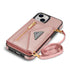 iPhone 14/13 lanyard 2 in 1 Leather card bag case card slots
