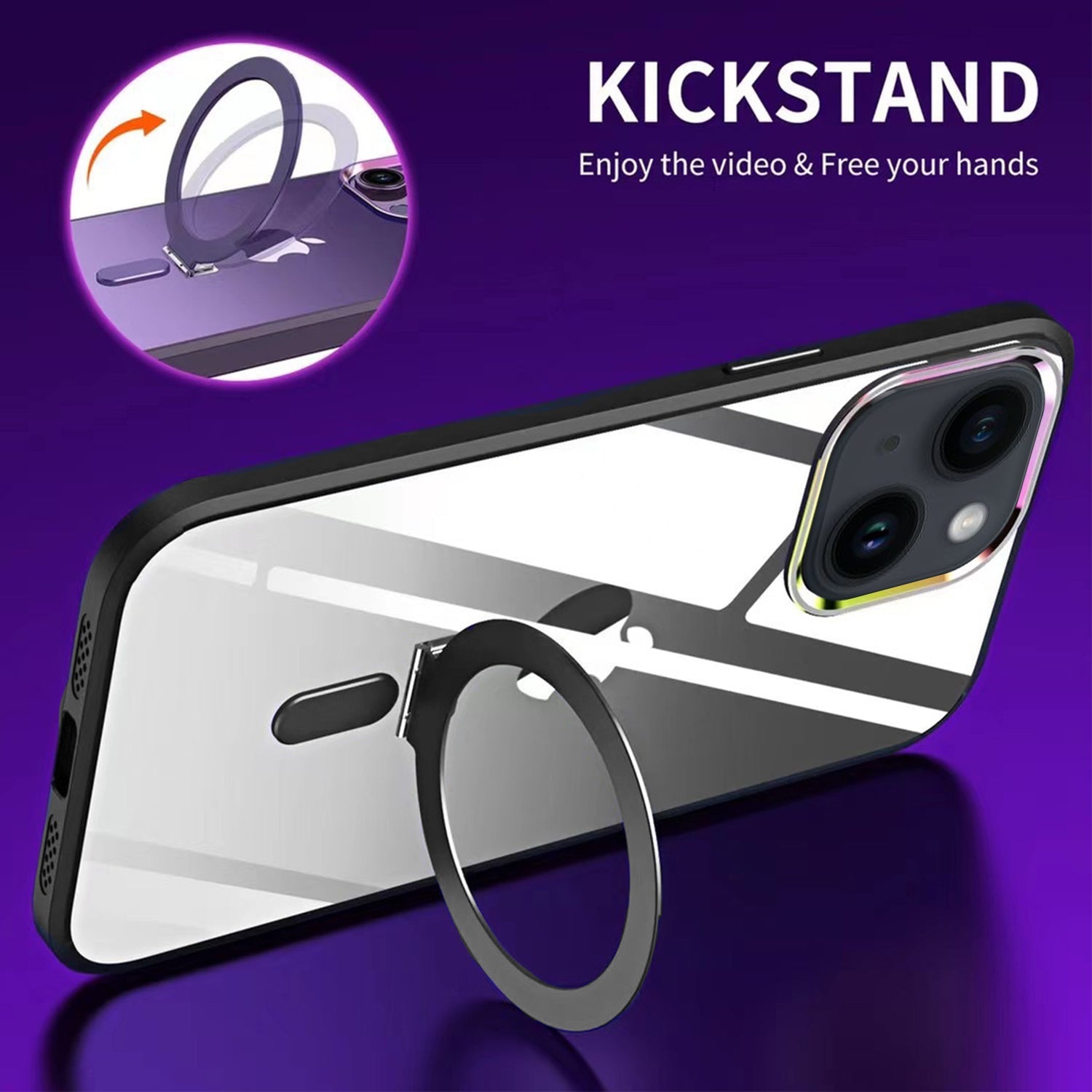 iPhone 14/13 Bracket magnetic absorption colorful lens Case