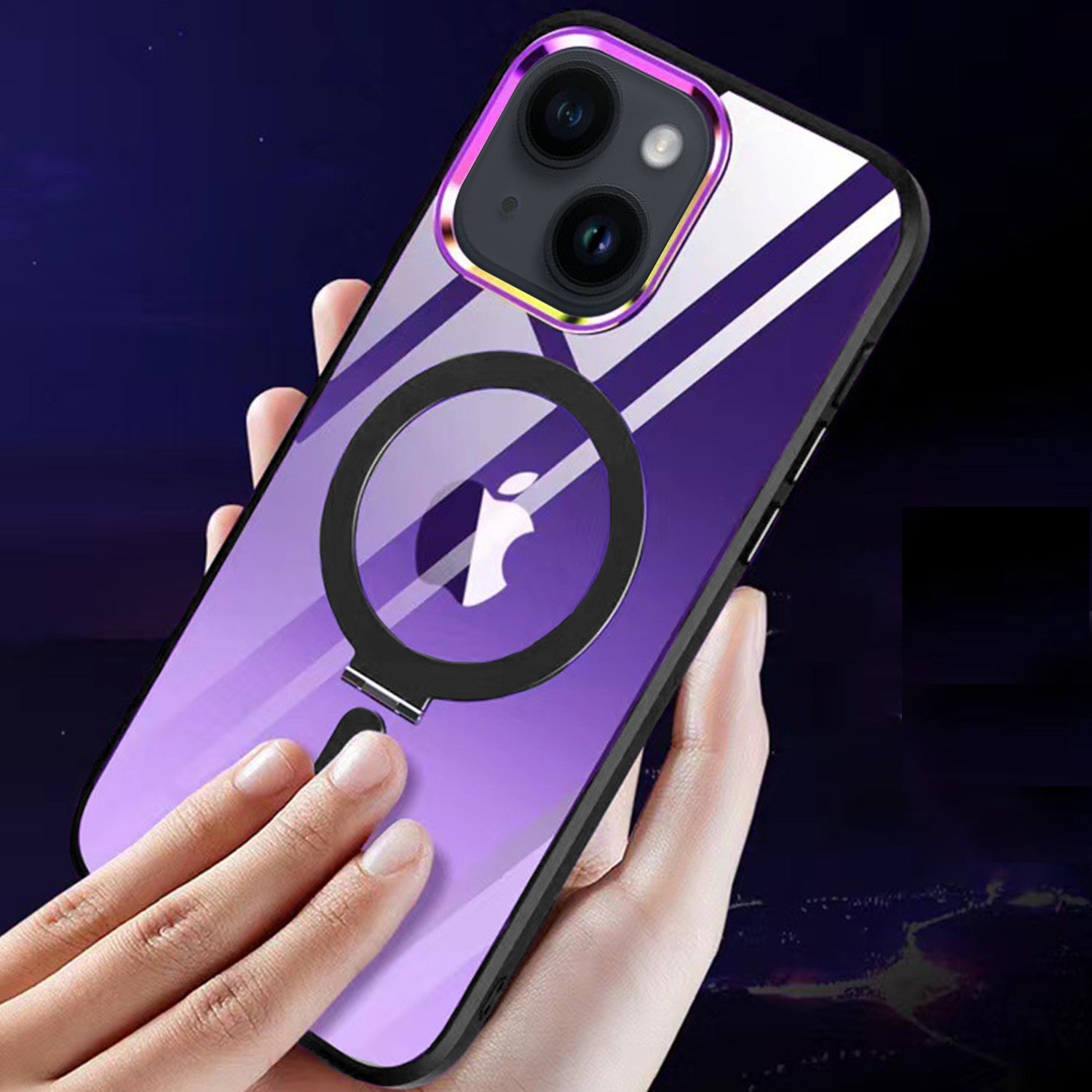 iPhone 14/13 Bracket magnetic absorption colorful lens Case