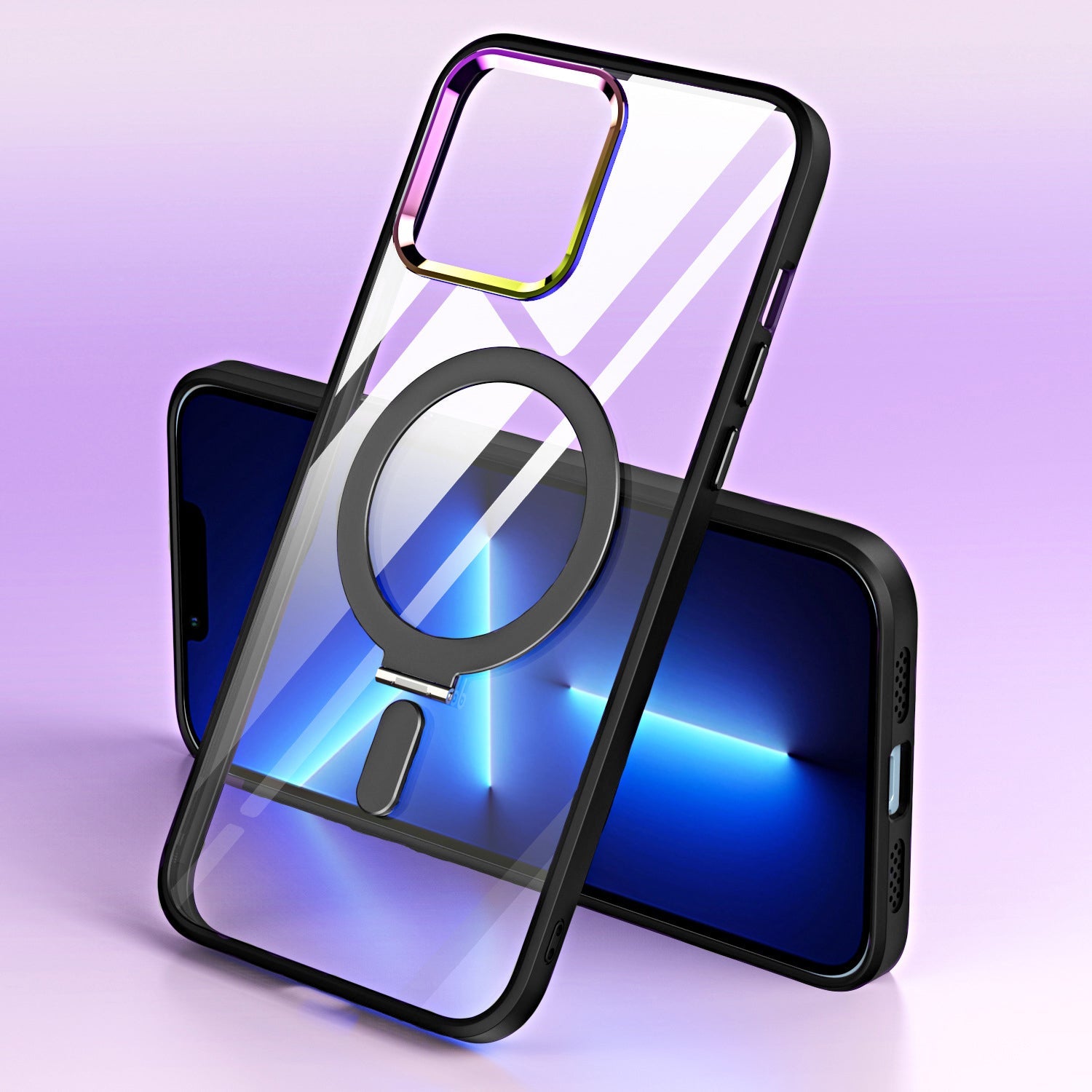 iPhone 14/13 Bracket magnetic absorption colorful lens Case