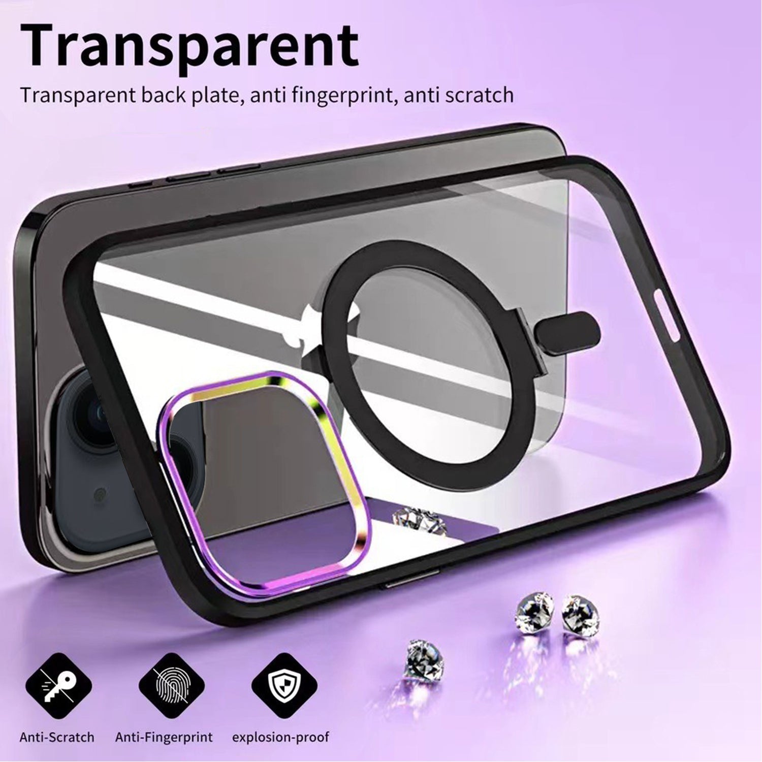 iPhone 14/13 Bracket magnetic absorption colorful lens Case