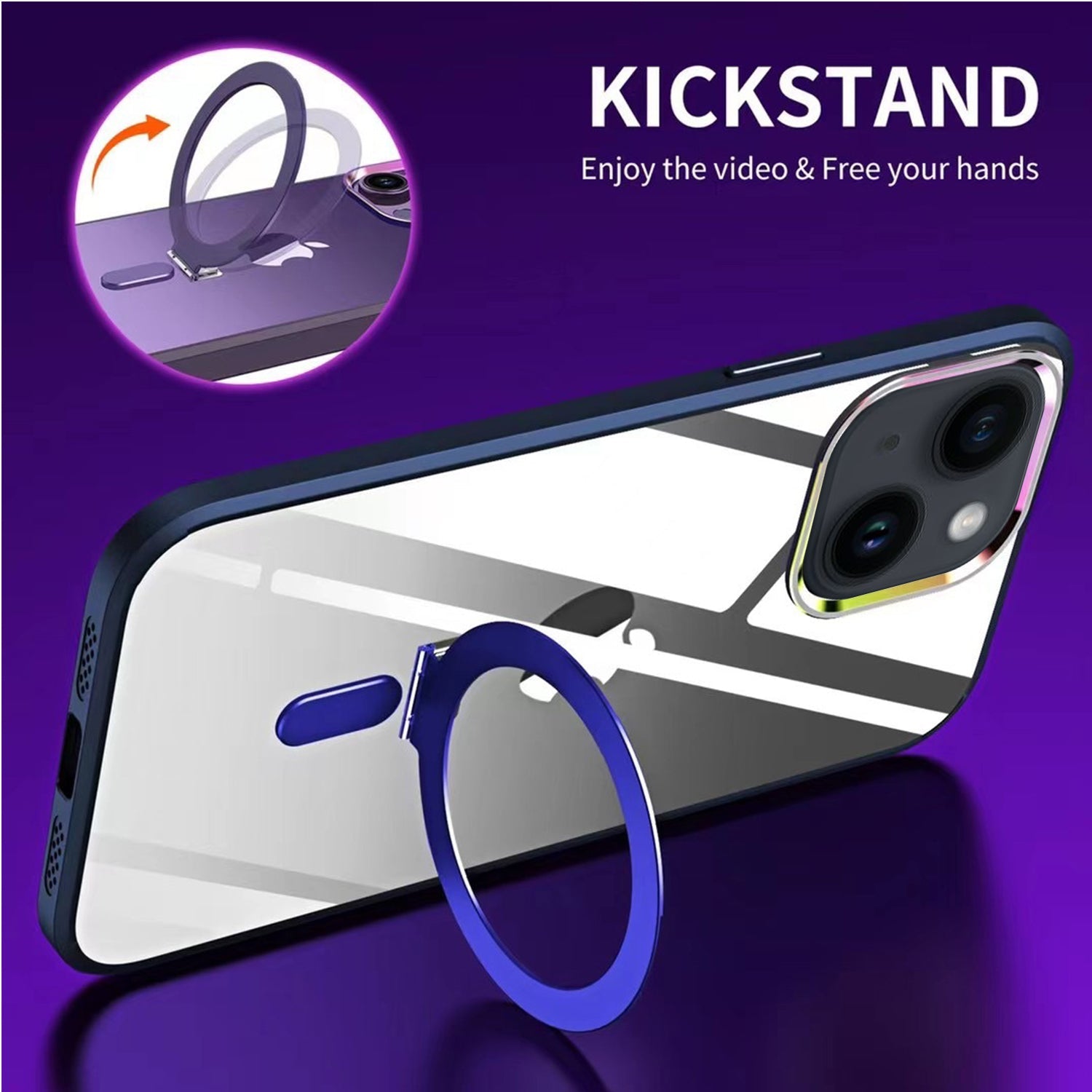 iPhone 14/13 Bracket magnetic absorption colorful lens Case