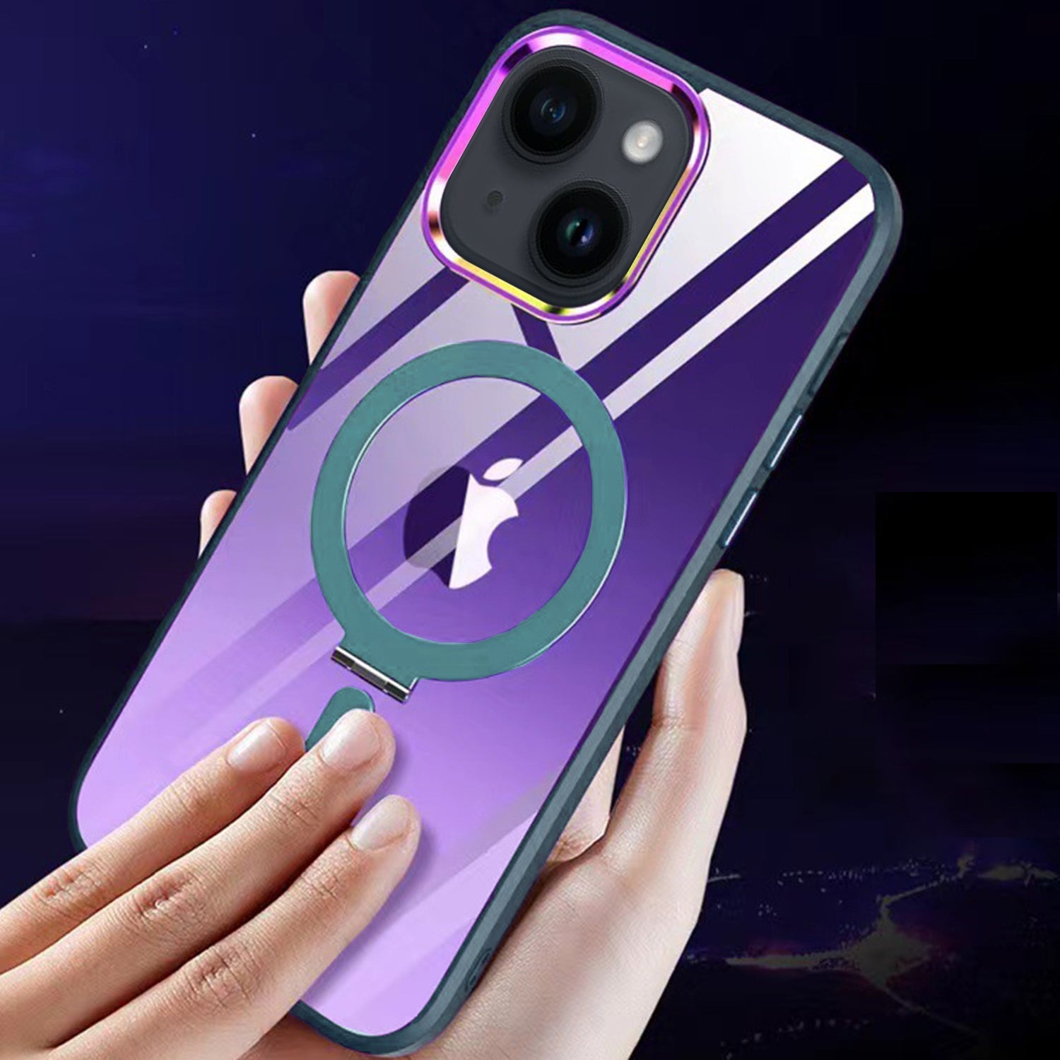 iPhone 14/13 Bracket magnetic absorption colorful lens Case