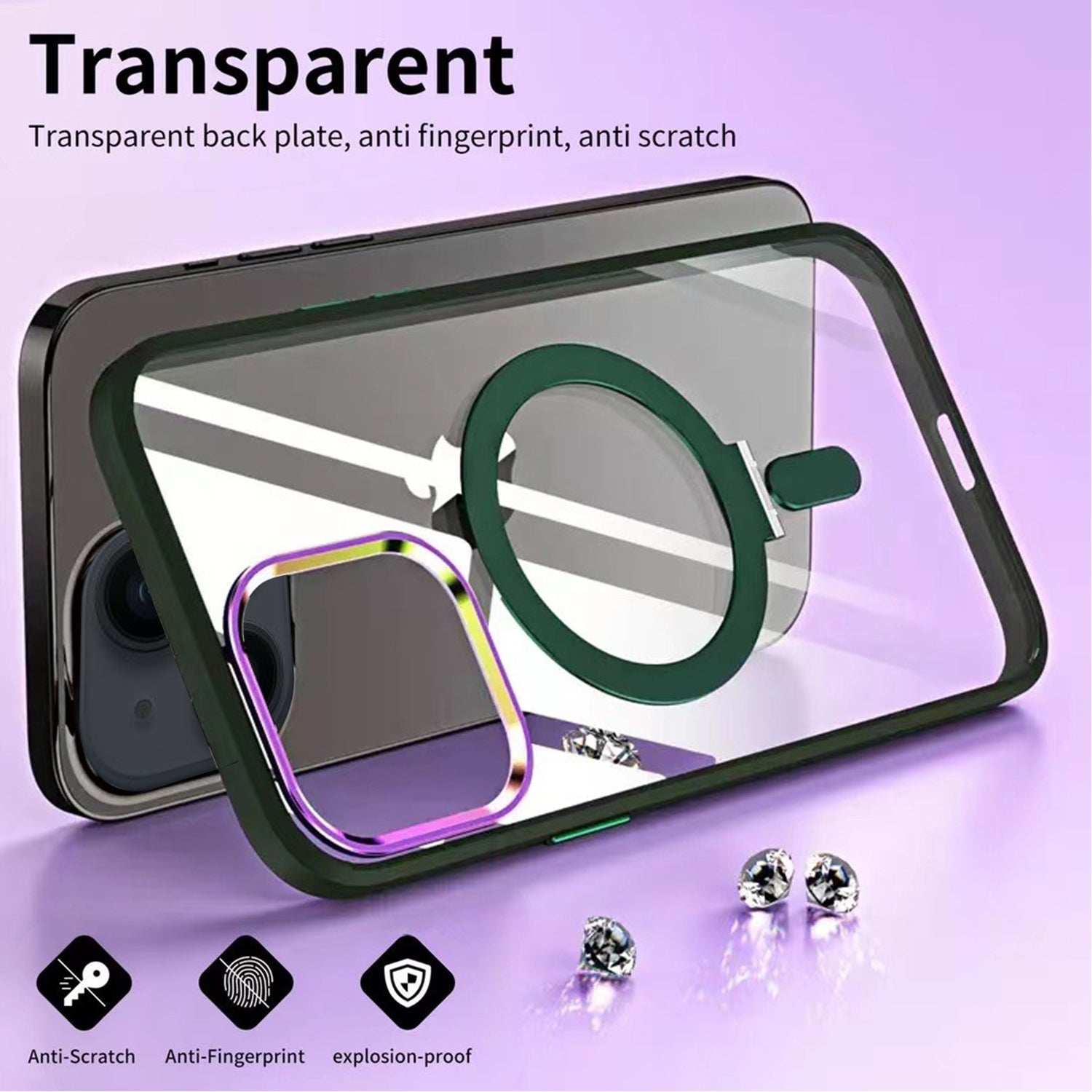 iPhone 14/13 Bracket magnetic absorption colorful lens Case