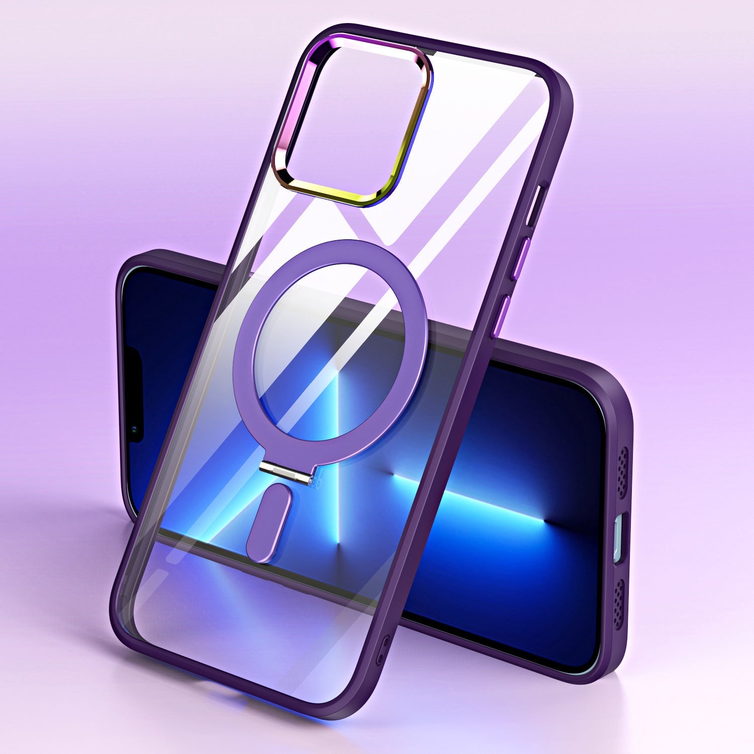 iPhone 14/13 Bracket magnetic absorption colorful lens Case