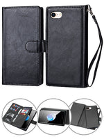 iPhone SE3/SE2/8/7 (4.7") 2 in 1 Leather Wallet Case With 9 Credit Card Slots and Removable Back Cover 
