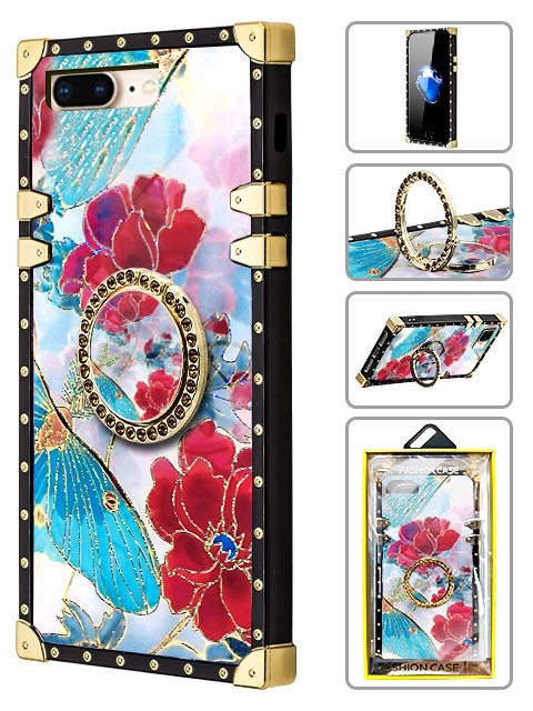 TPU Luxury Shiny Flower Fashion Case with Kickstand for iPhone 8/7 Plus