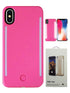 Dual Light Up Rubber LED Illuminated Selfie Case for iPhone XS/X- Hot Pink