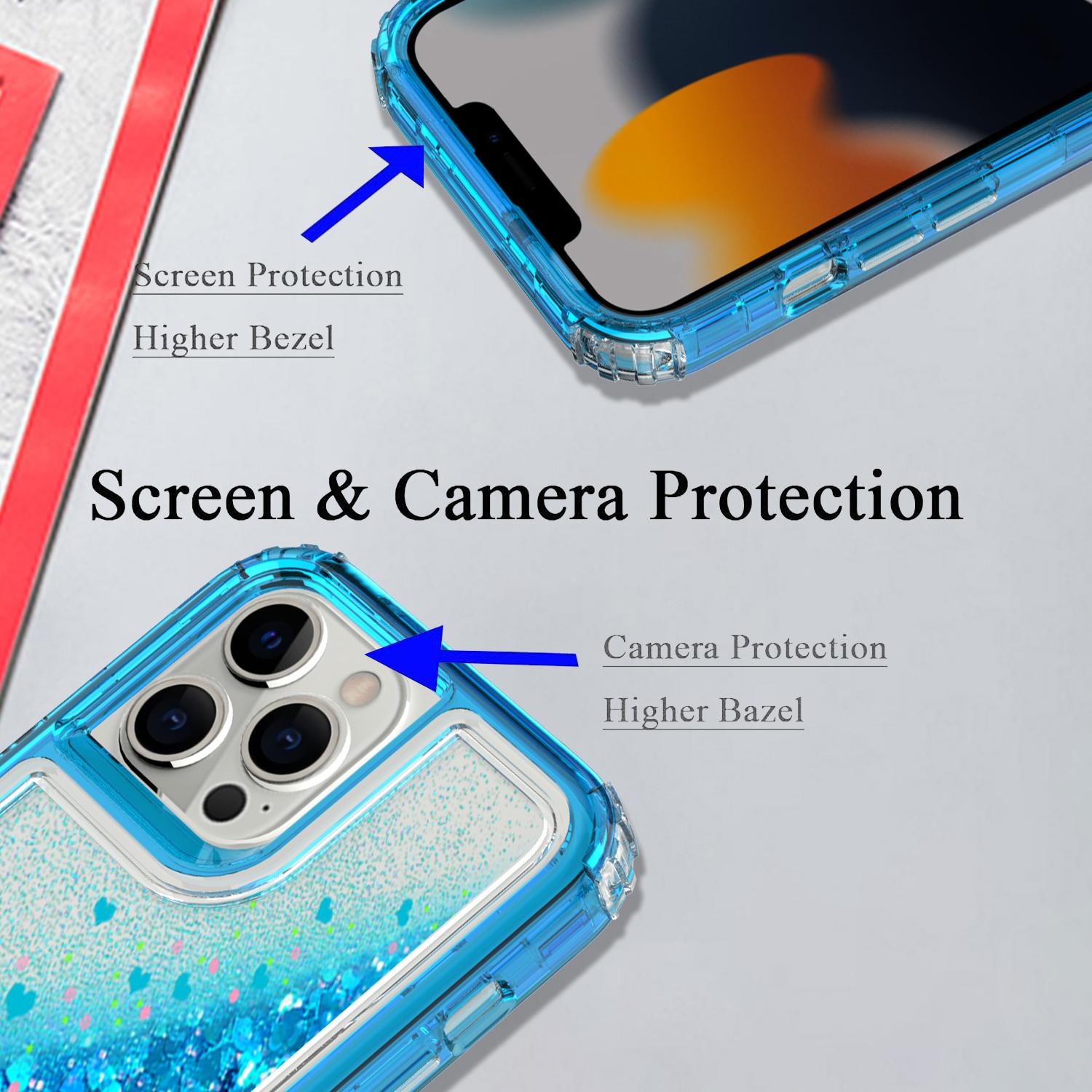 Transparent four corner anti falling quicksand protective case for iPhone 13Pro Max