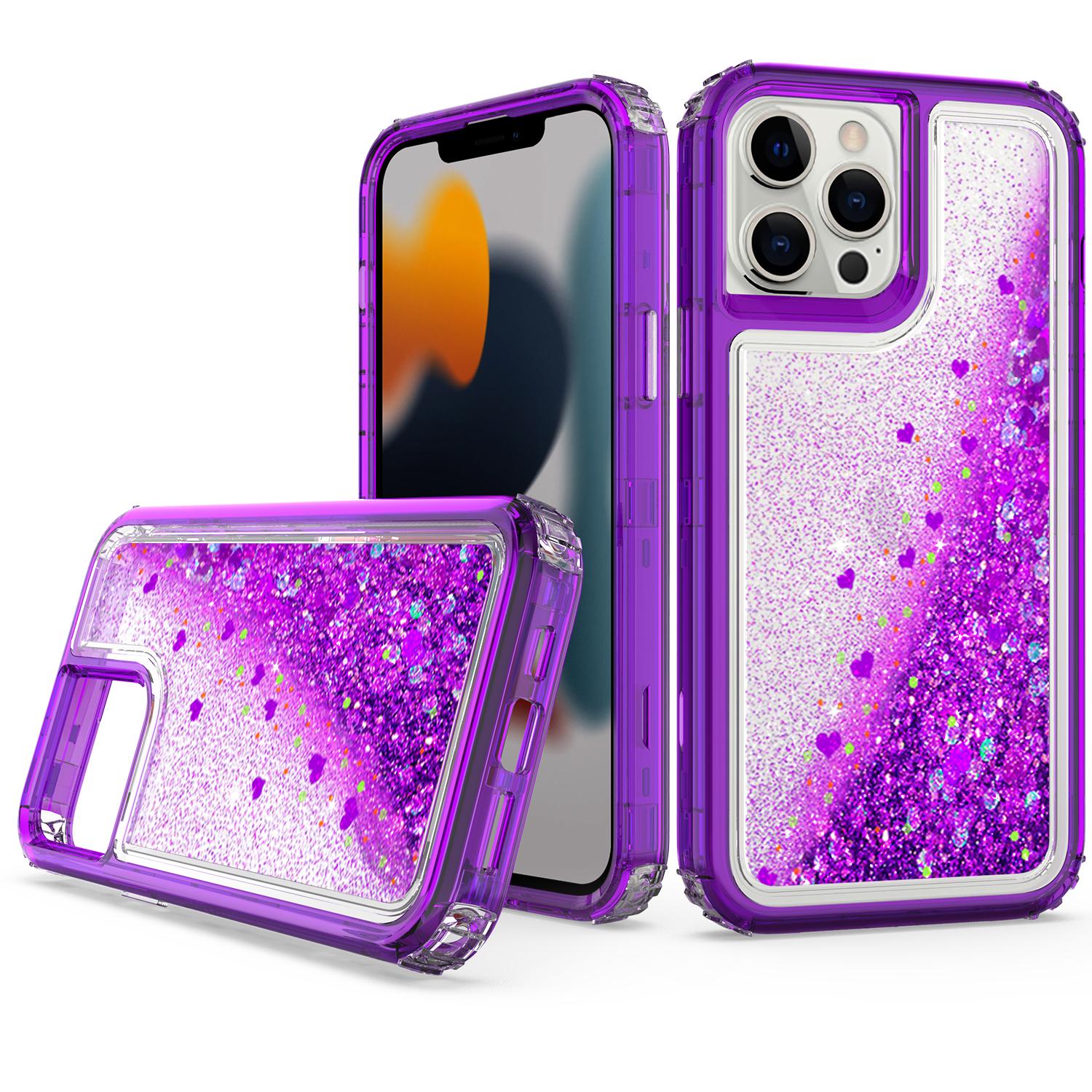 Transparent four corner anti falling quicksand protective case for iPhone 13Pro Max