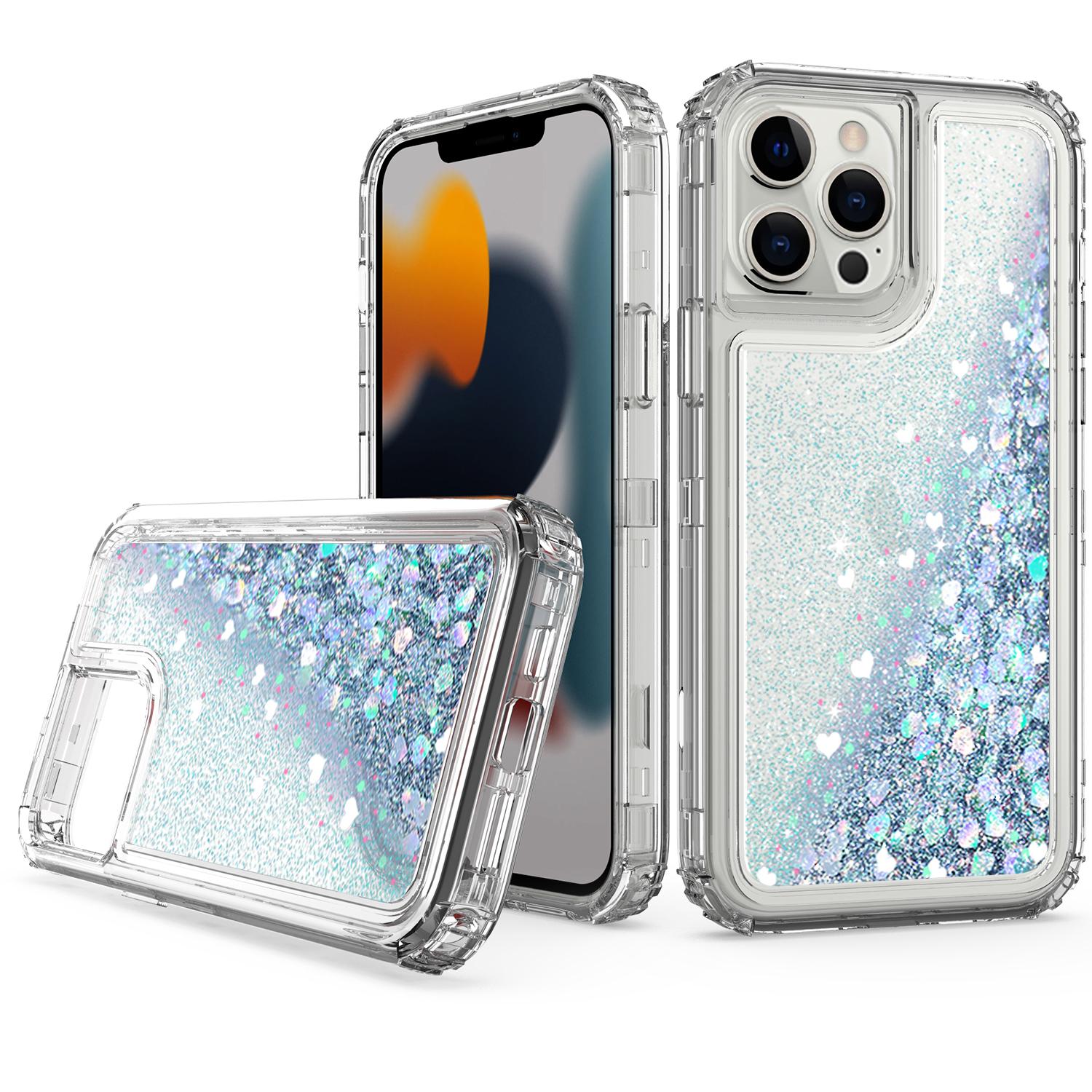 Transparent four corner anti falling quicksand protective case for iPhone 13Pro Max