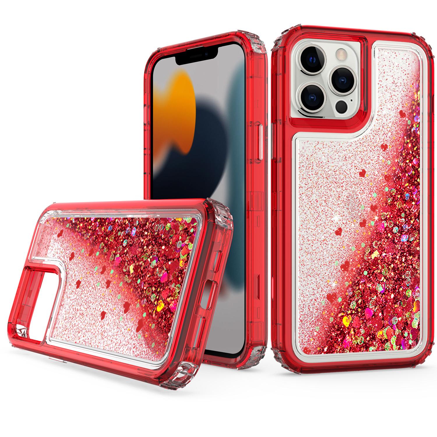 Transparent four corner anti falling quicksand protective case for iPhone 13Pro Max
