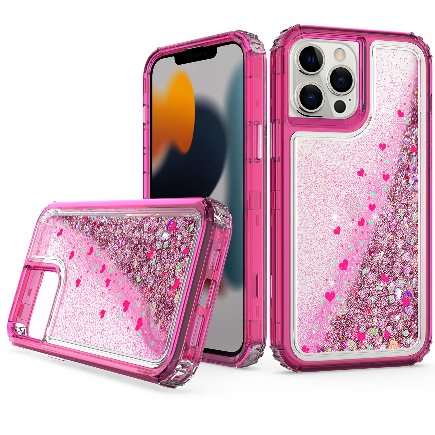 Transparent four corner anti falling quicksand protective case for iPhone 13Pro Max