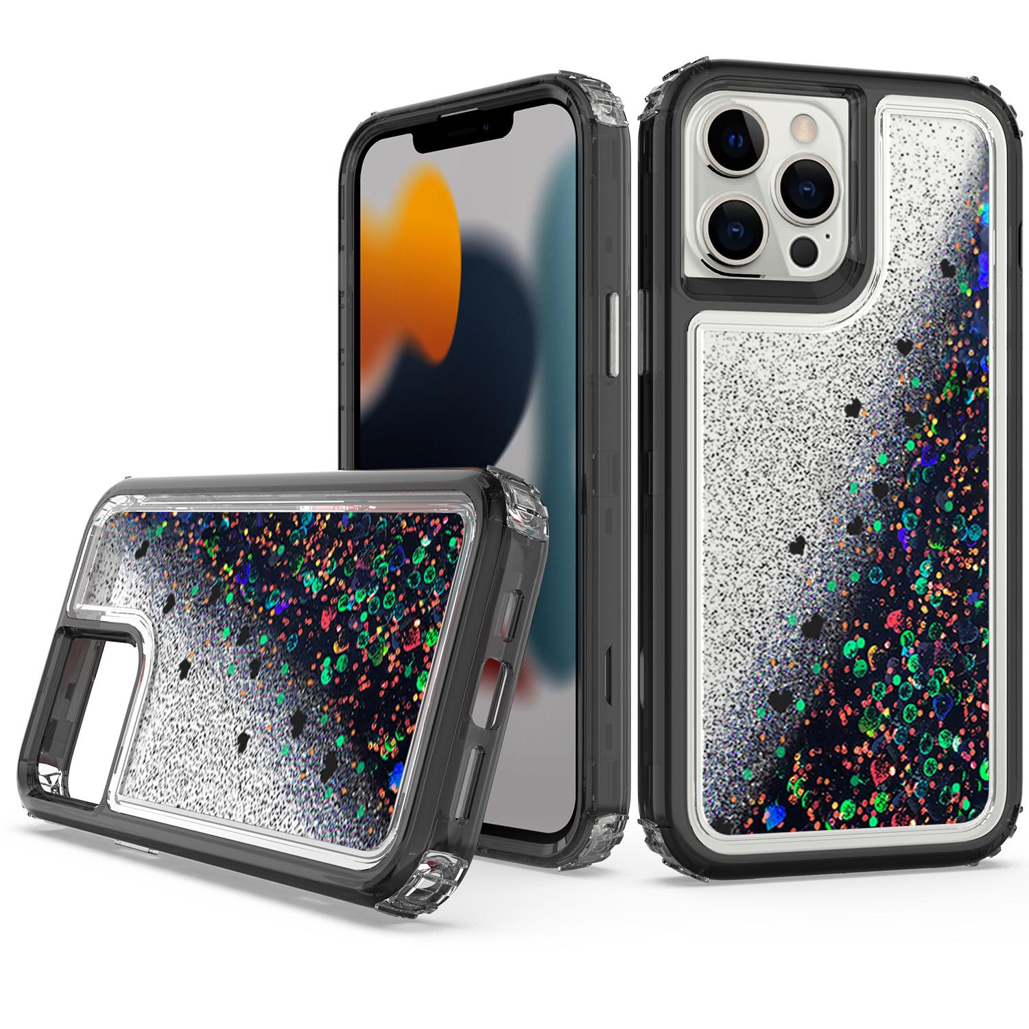Transparent four corner anti falling quicksand protective case for iPhone 13Pro Max