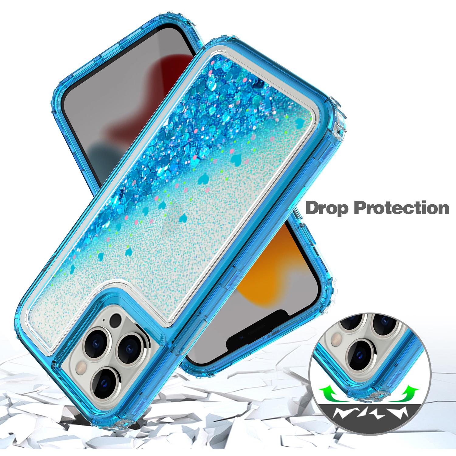 Transparent four corner anti falling quicksand protective case for iPhone 13Pro Max
