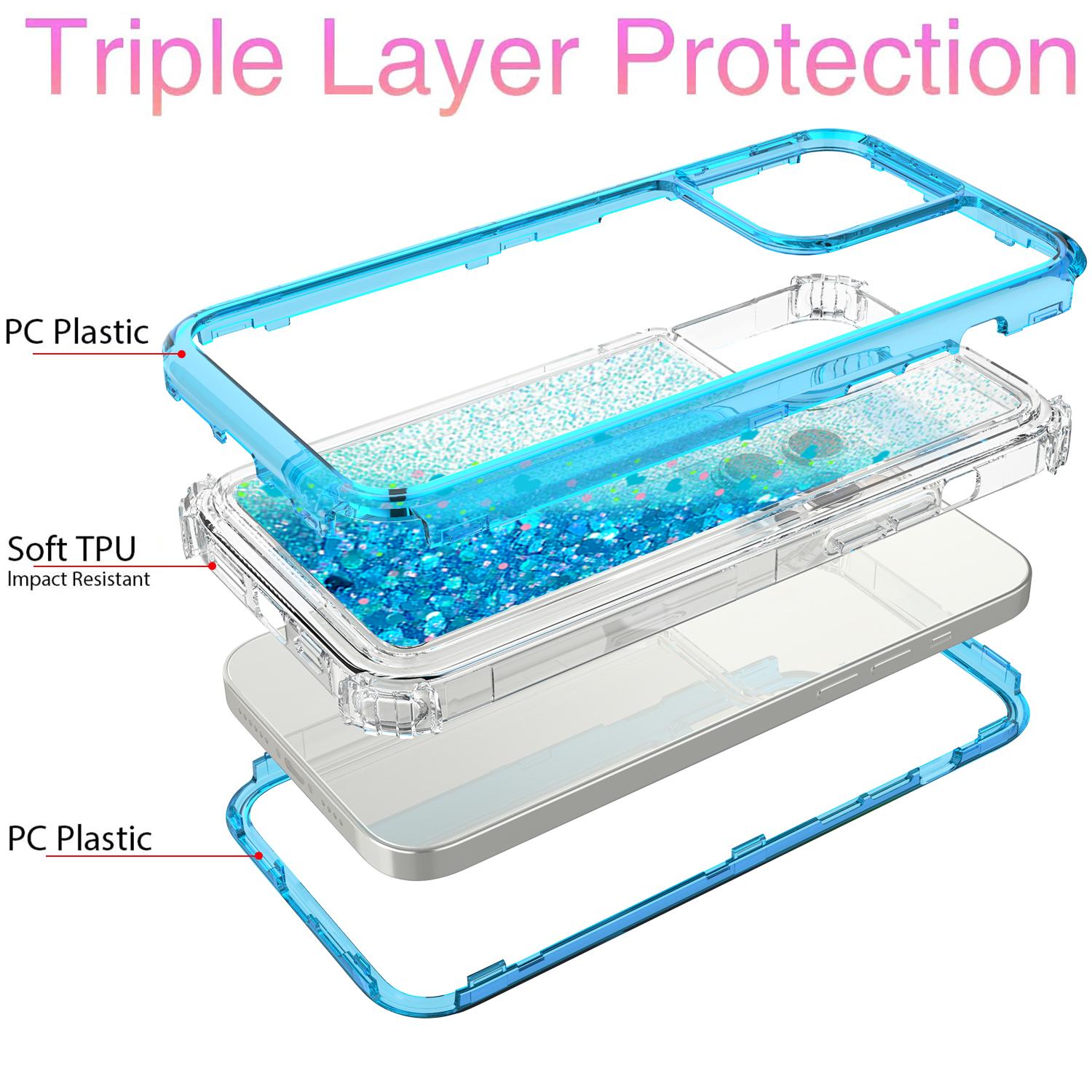 Transparent four corner anti falling quicksand protective case for iPhone 13Pro Max