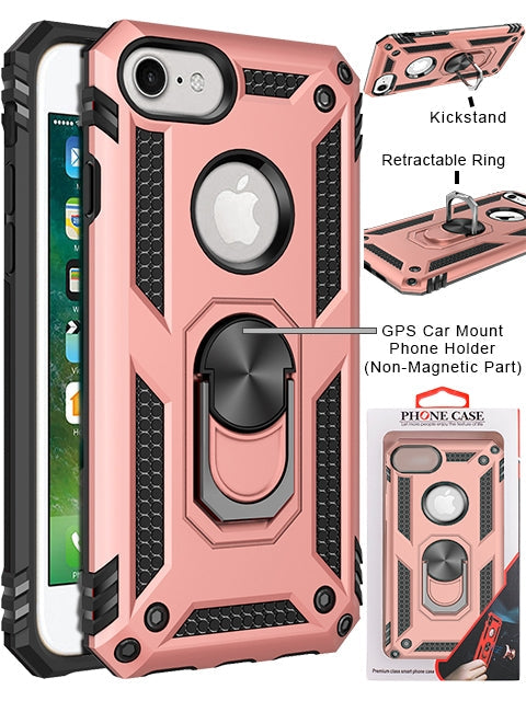 iPhone  8 / 7 / 6 Dual Colors Ring Magnetic GPS car mount Phone Holder case